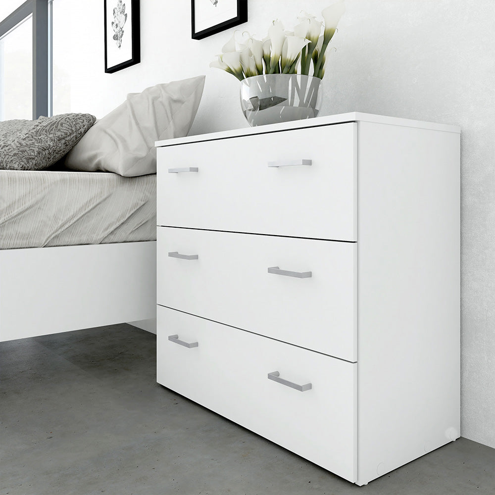 Space Package - Bedside 1 Drawer + Chest of 3 Drawers + Wardrobe with 2 Doors in White – FTG, view 8