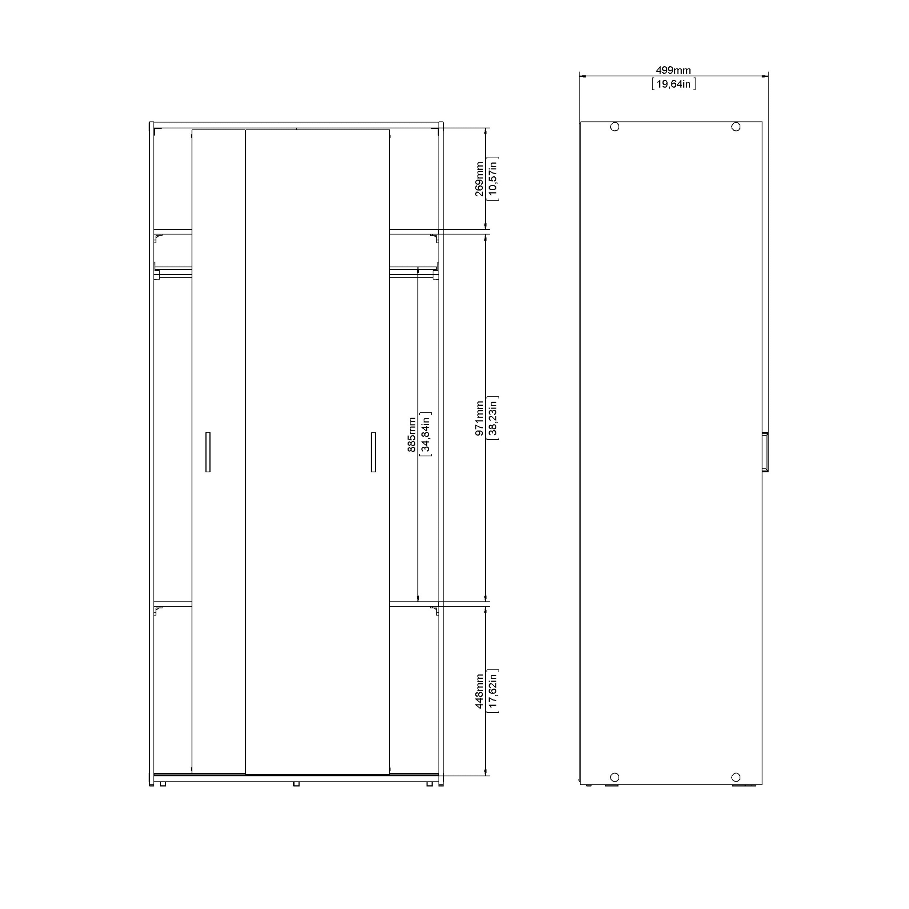 Space Wardrobe 2 Sliding Doors in White 1750 – FTG, view 12
