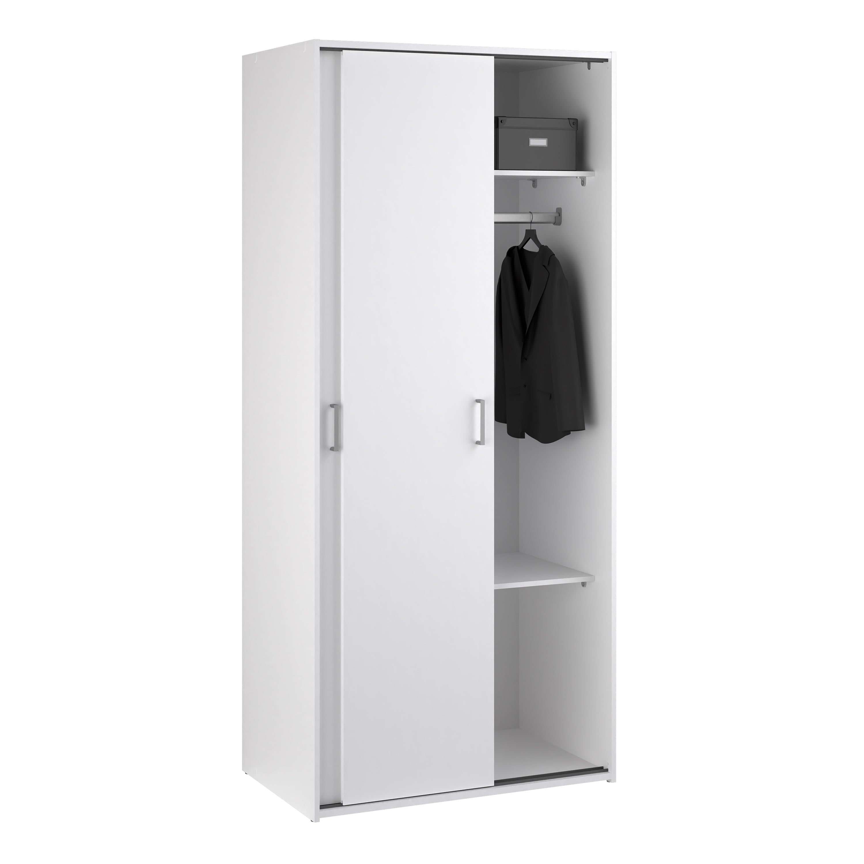Space Wardrobe 2 Sliding Doors in White 1750 – FTG, view 7