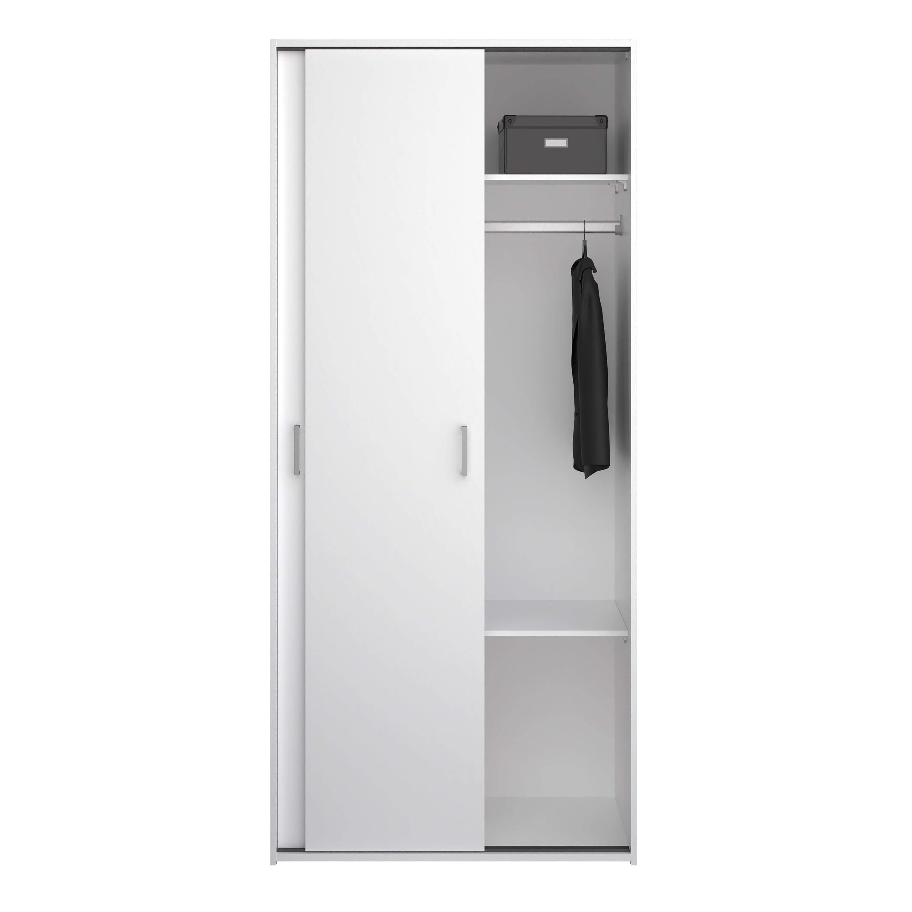 Space Wardrobe 2 Sliding Doors in White 1750 – FTG, view 8