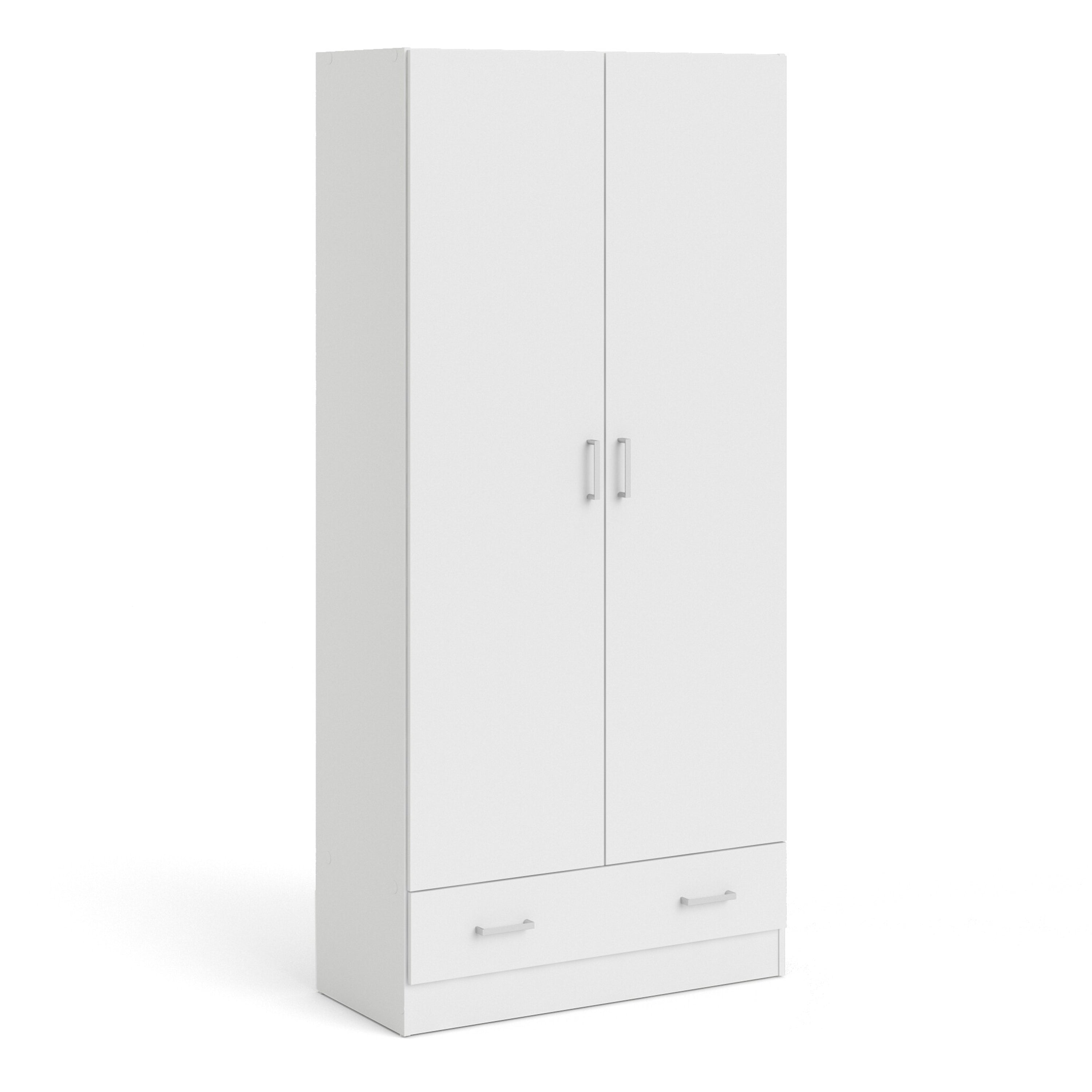 Space Wardrobe with 2 Doors + 1 Drawer in White 1750 – FTG