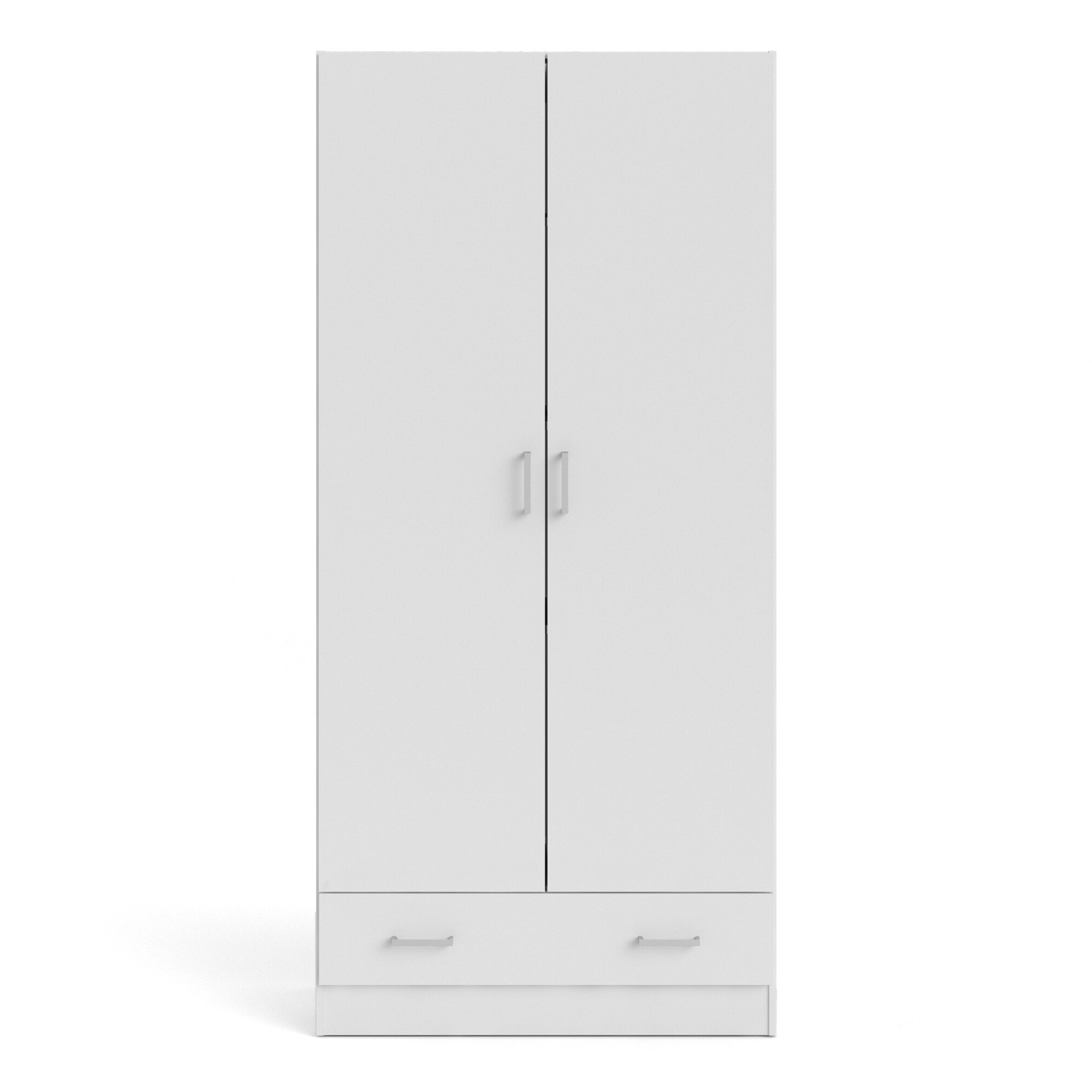 Space Wardrobe with 2 Doors + 1 Drawer in White 1750 – FTG, view 2
