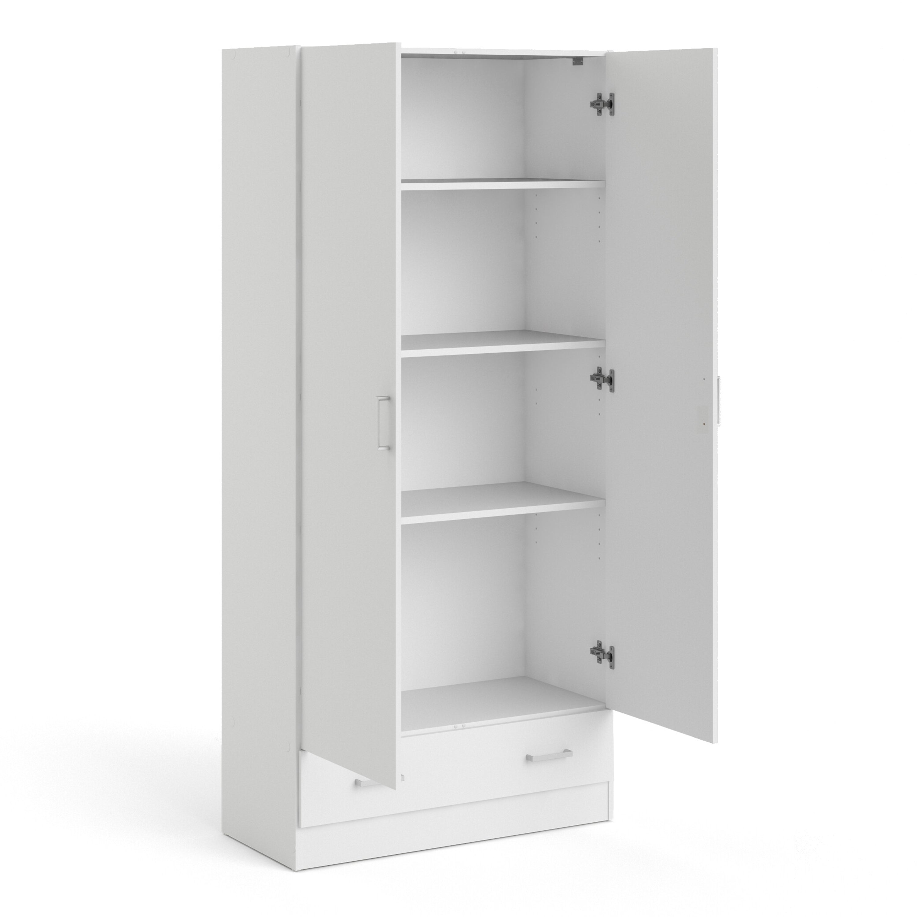 Space Wardrobe with 2 Doors + 1 Drawer in White 1750 – FTG, view 5