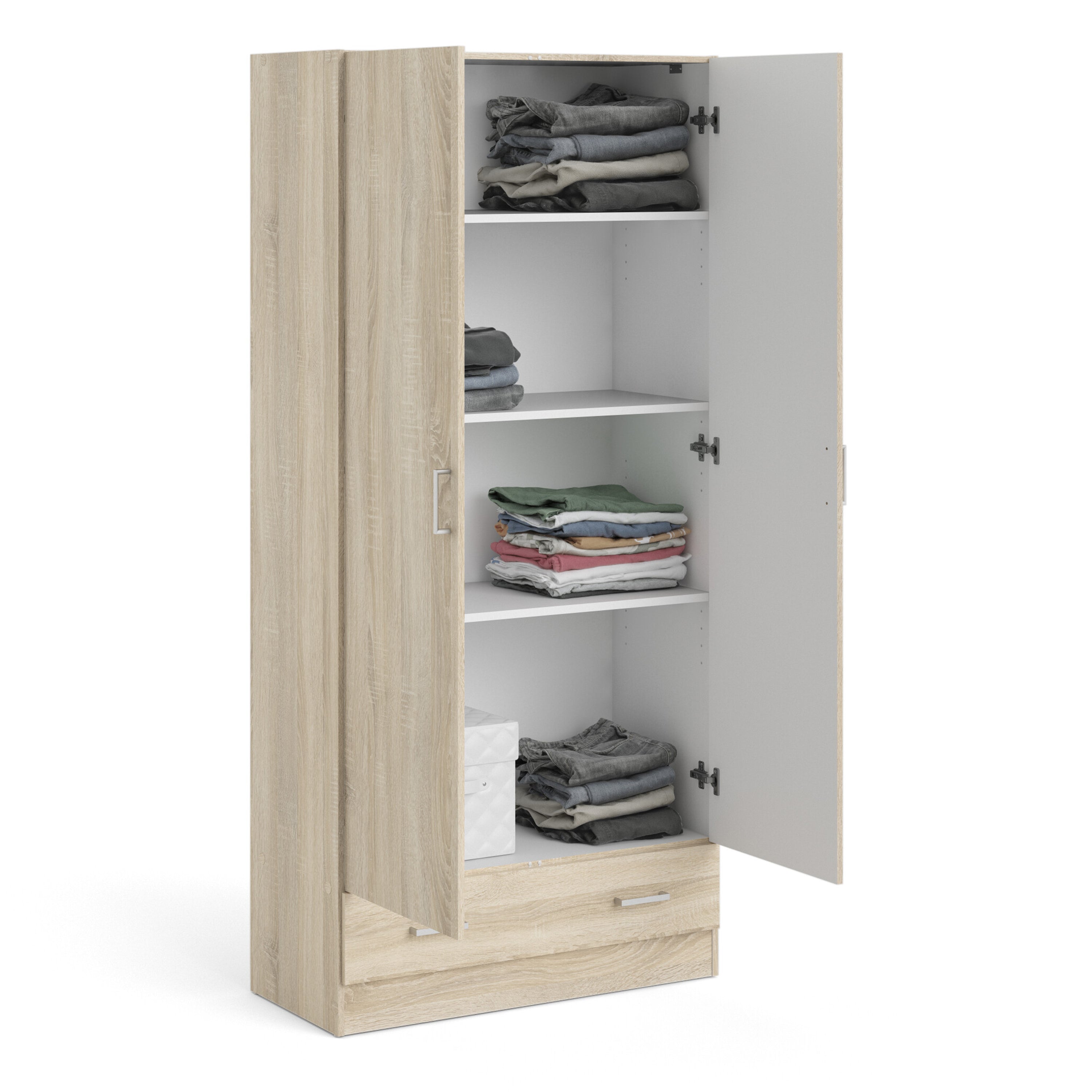 Space Wardrobe with 2 Doors + 1 Drawer in Oak 1750 – FTG, view 7