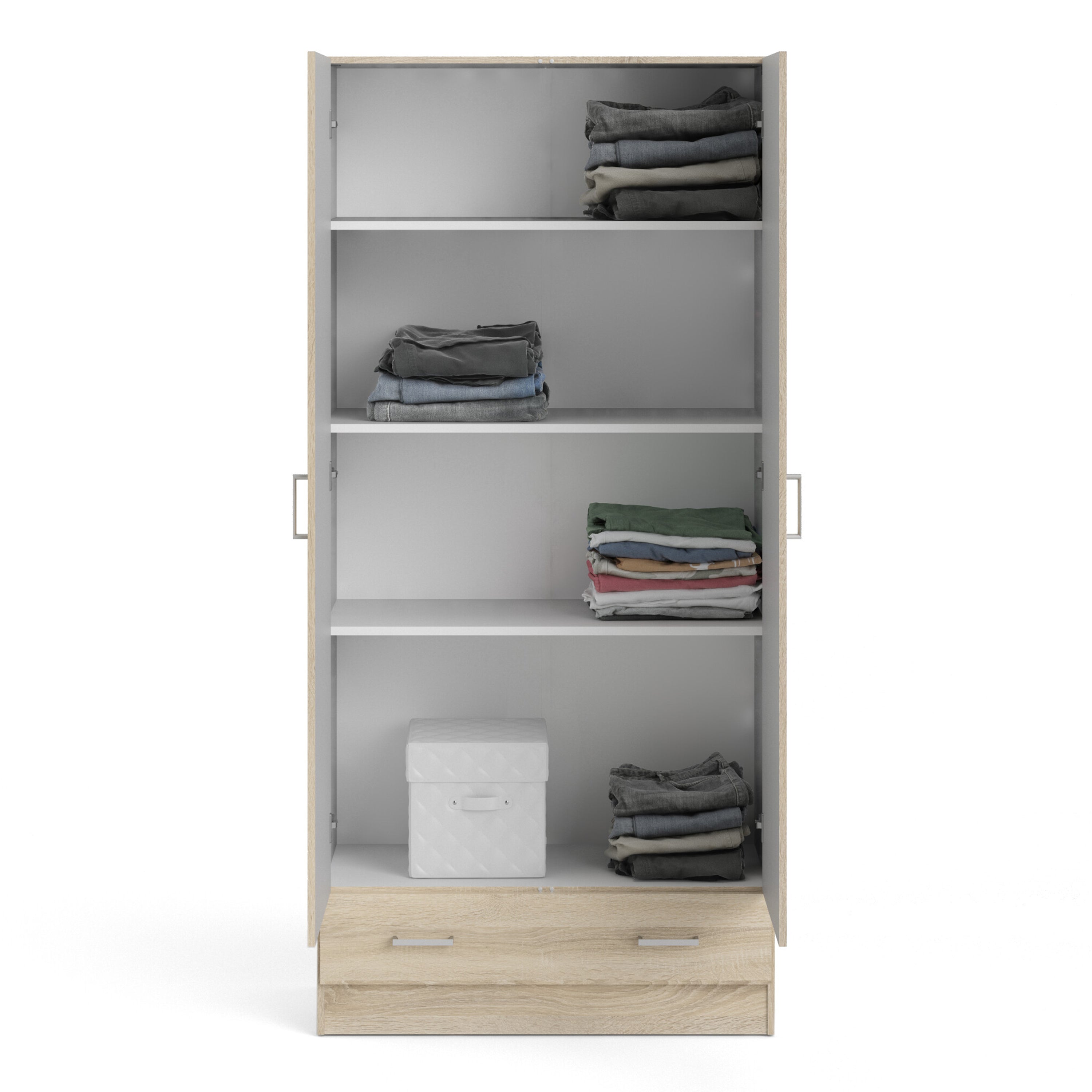 Space Wardrobe with 2 Doors + 1 Drawer in Oak 1750 – FTG, view 8