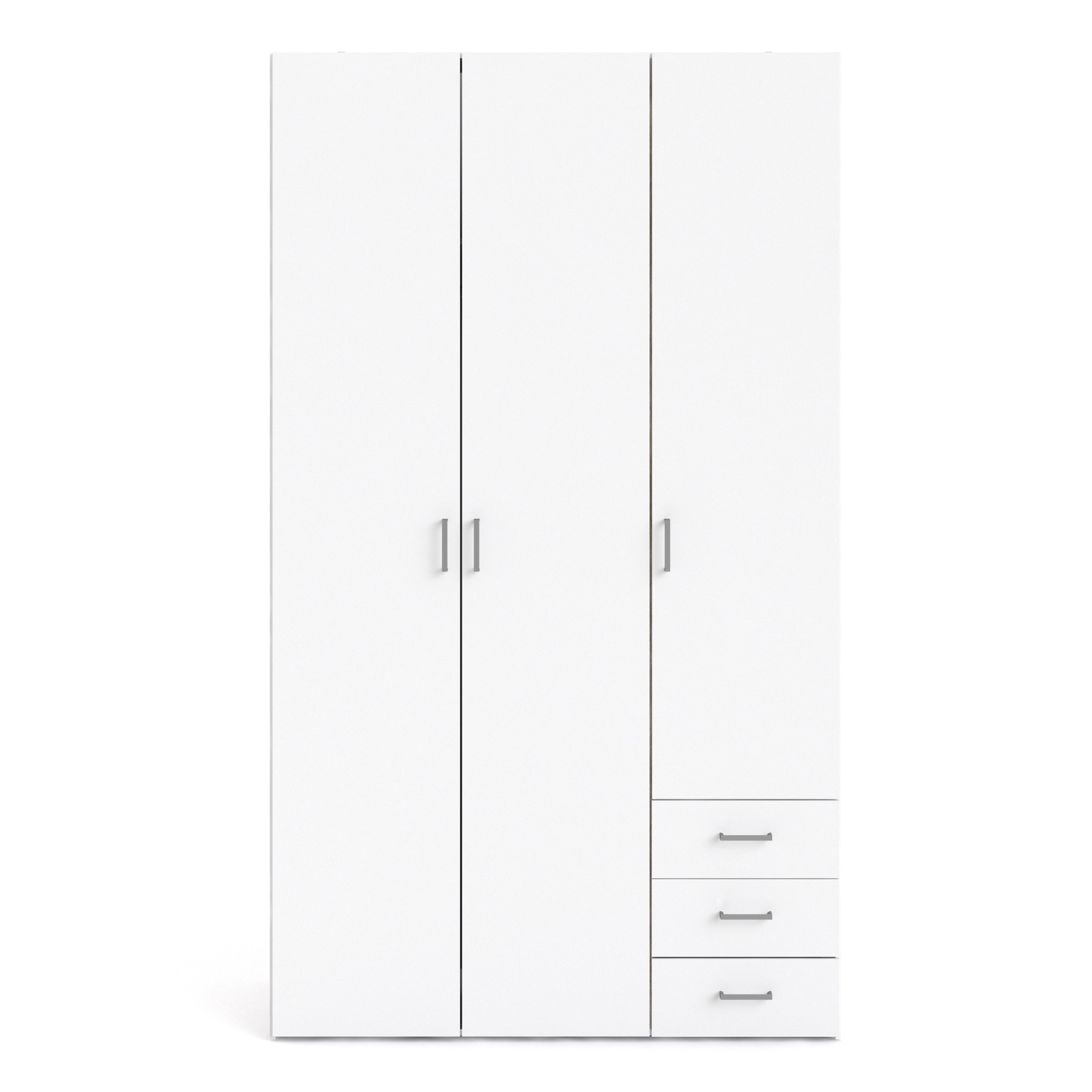 Space Wardrobe 3 Doors 3 Drawers in White 2000 – FTG, view 2