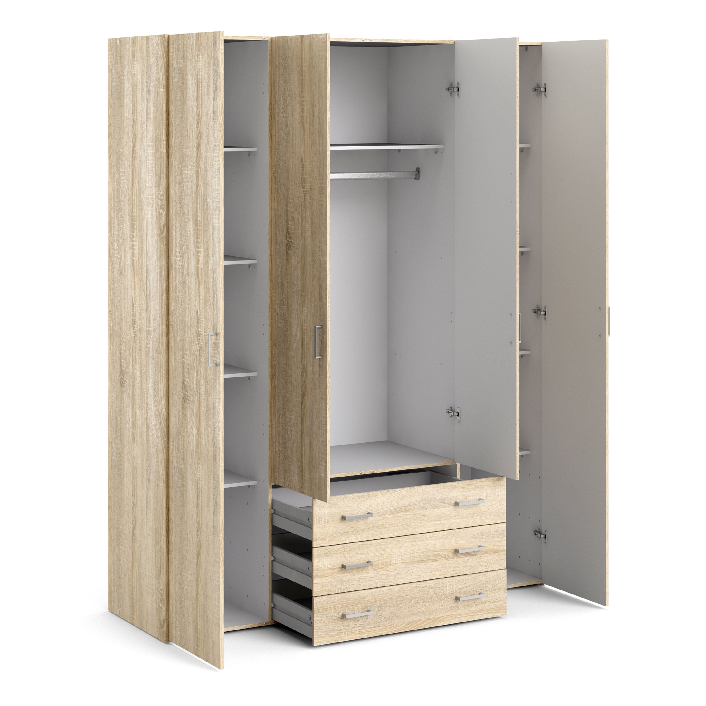 Space Wardrobe 4 Doors 3 Drawers in Oak 2000 – FTG, view 4