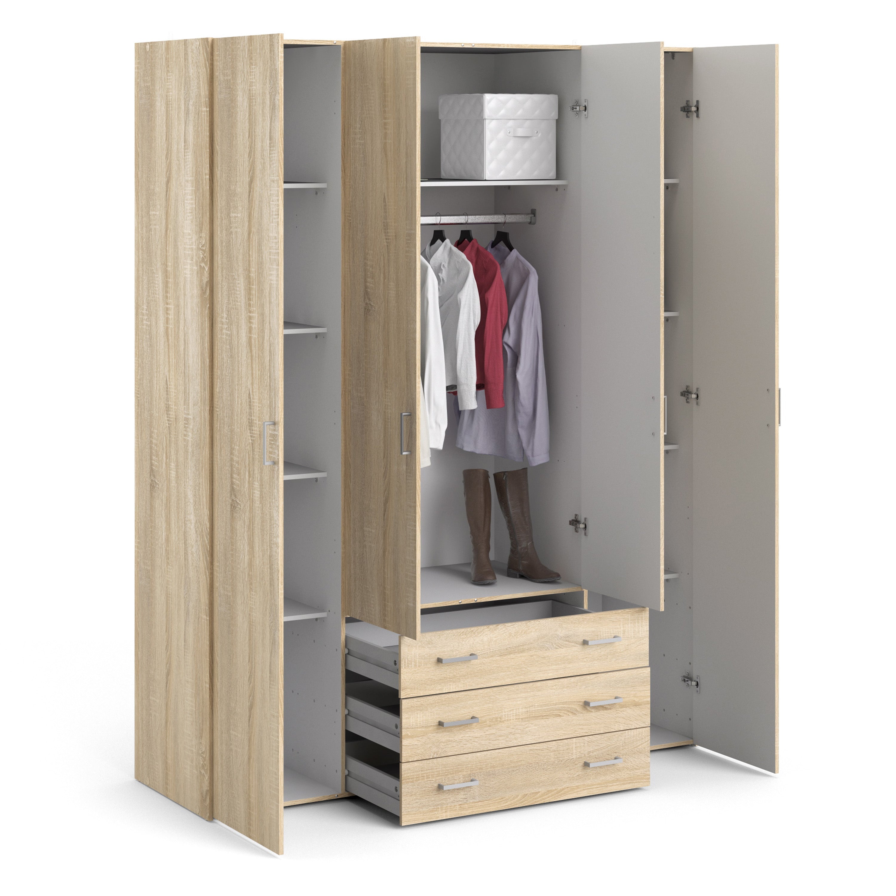 Space Wardrobe 4 Doors 3 Drawers in Oak 2000 – FTG, view 5