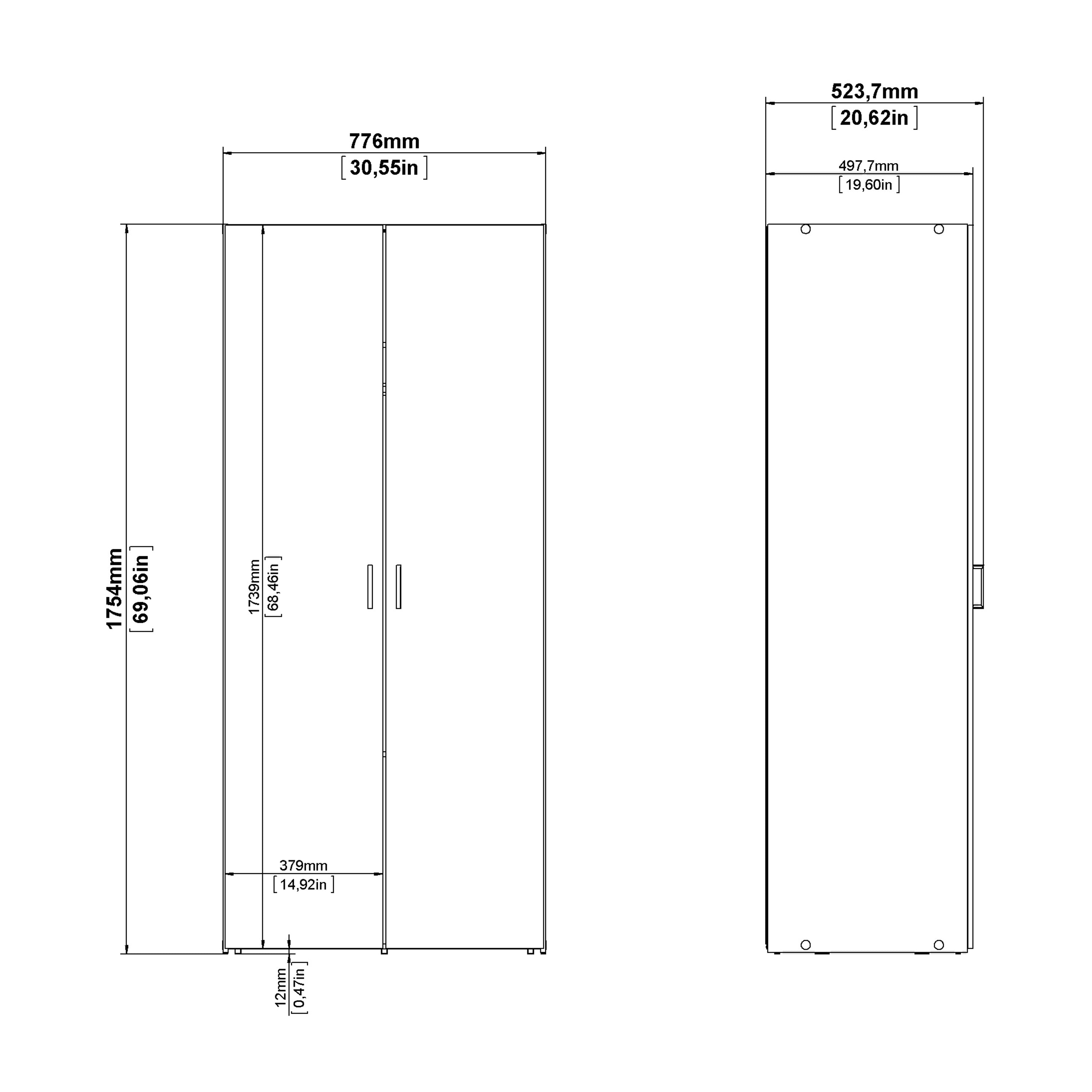Space Wardrobe 2 Doors White 1750 – FTG, view 10