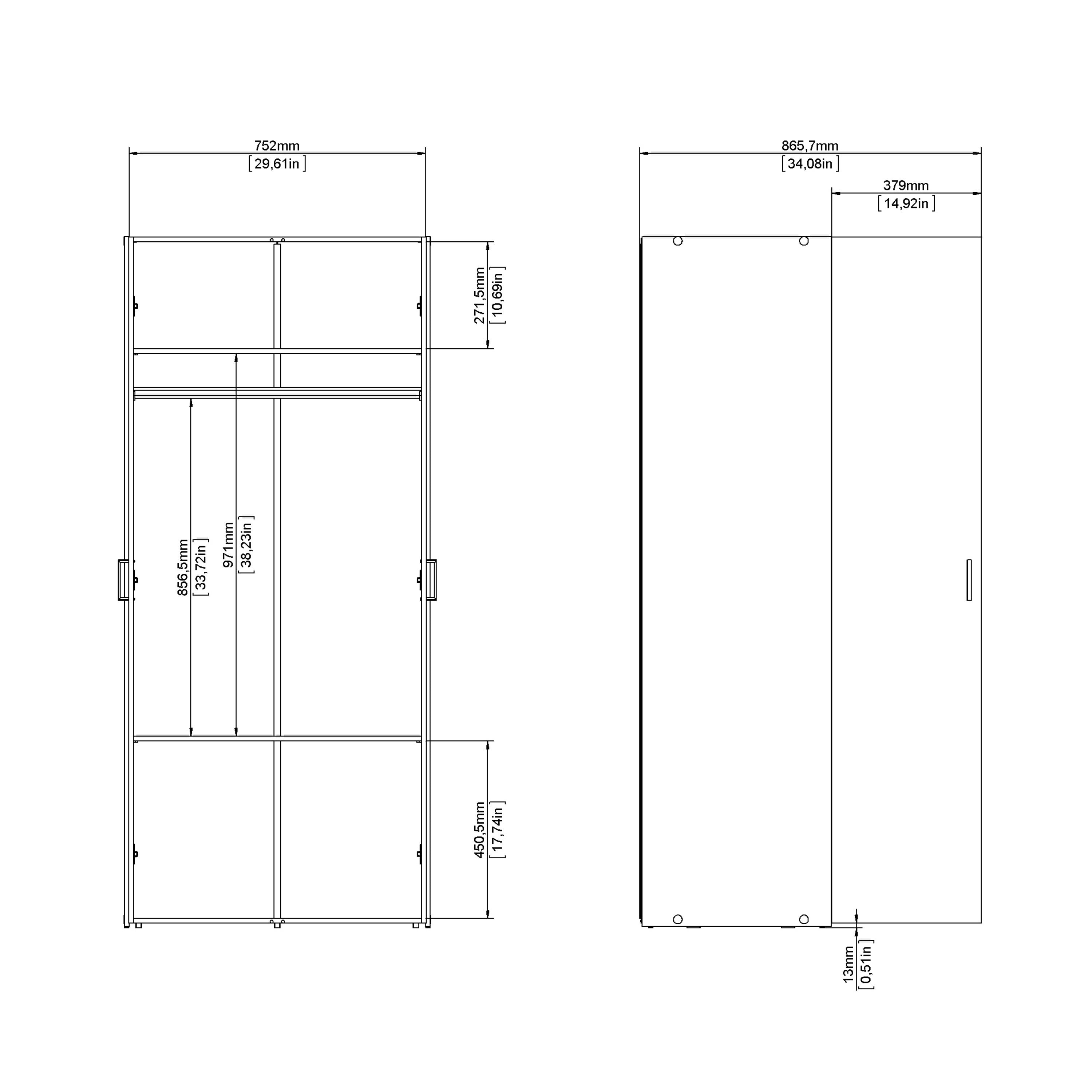 Space Wardrobe 2 Doors White 1750 – FTG, view 11