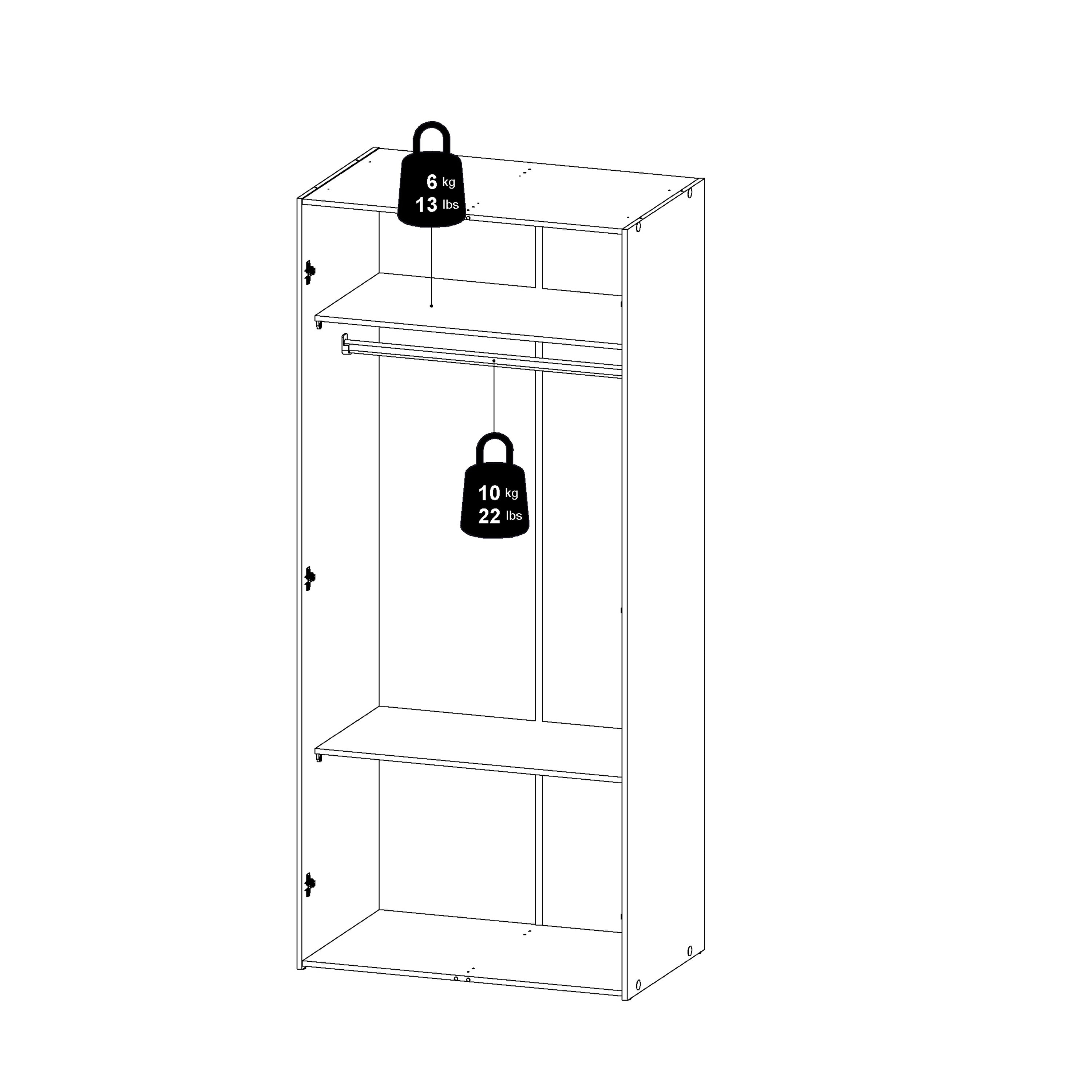 Space Wardrobe 2 Doors White 1750 – FTG, view 12