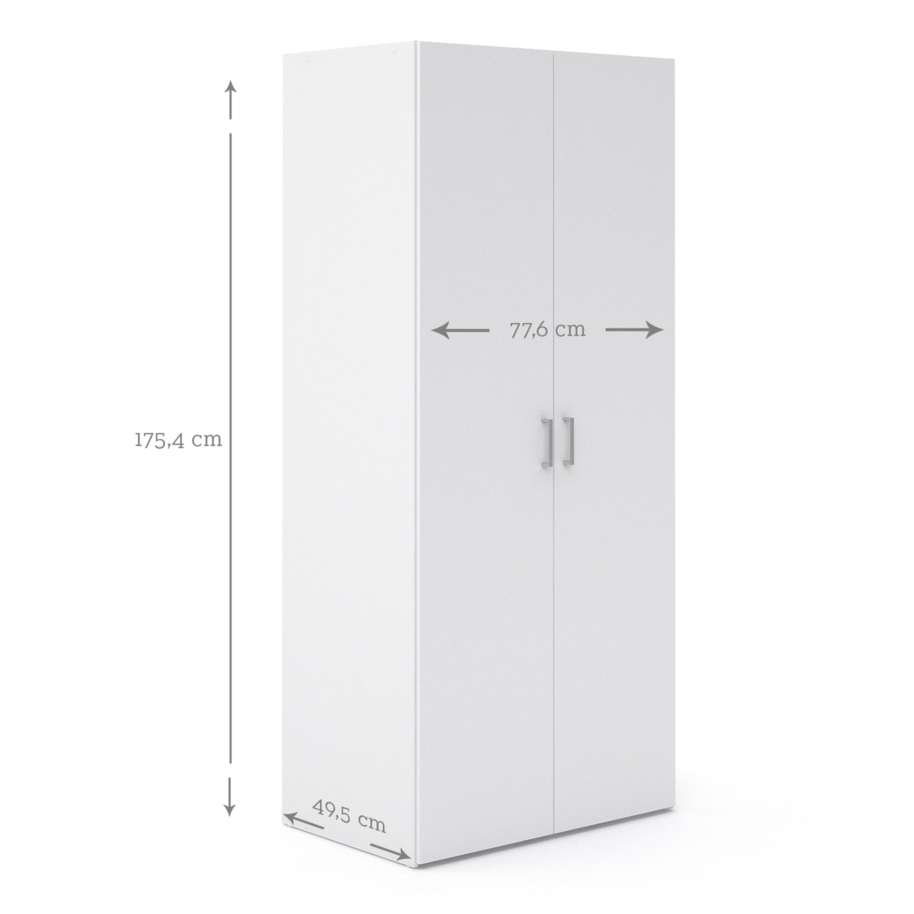 Space Wardrobe 2 Doors White 1750 – FTG, view 9