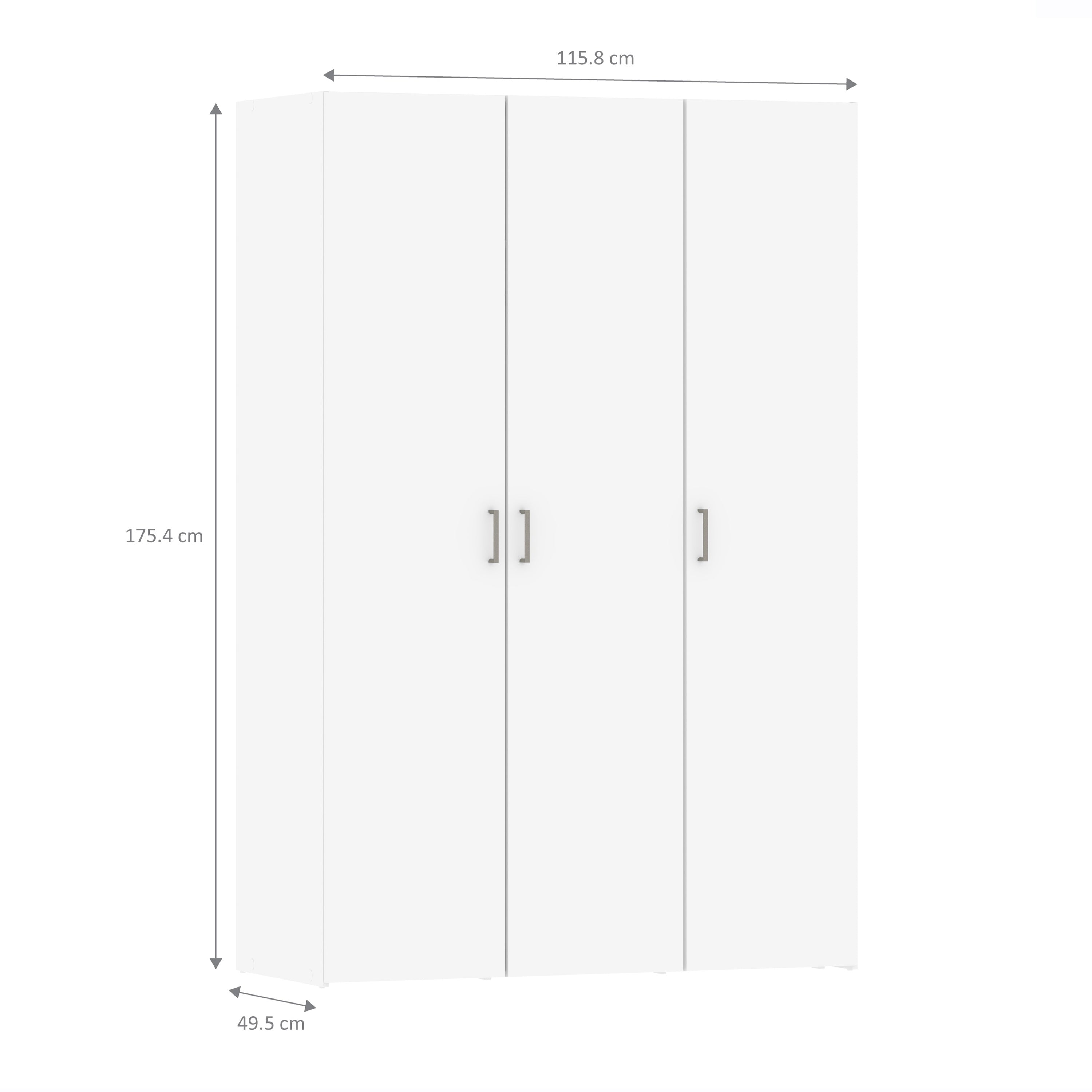 Space Wardrobe 3 Doors White 1750 – FTG, view 12