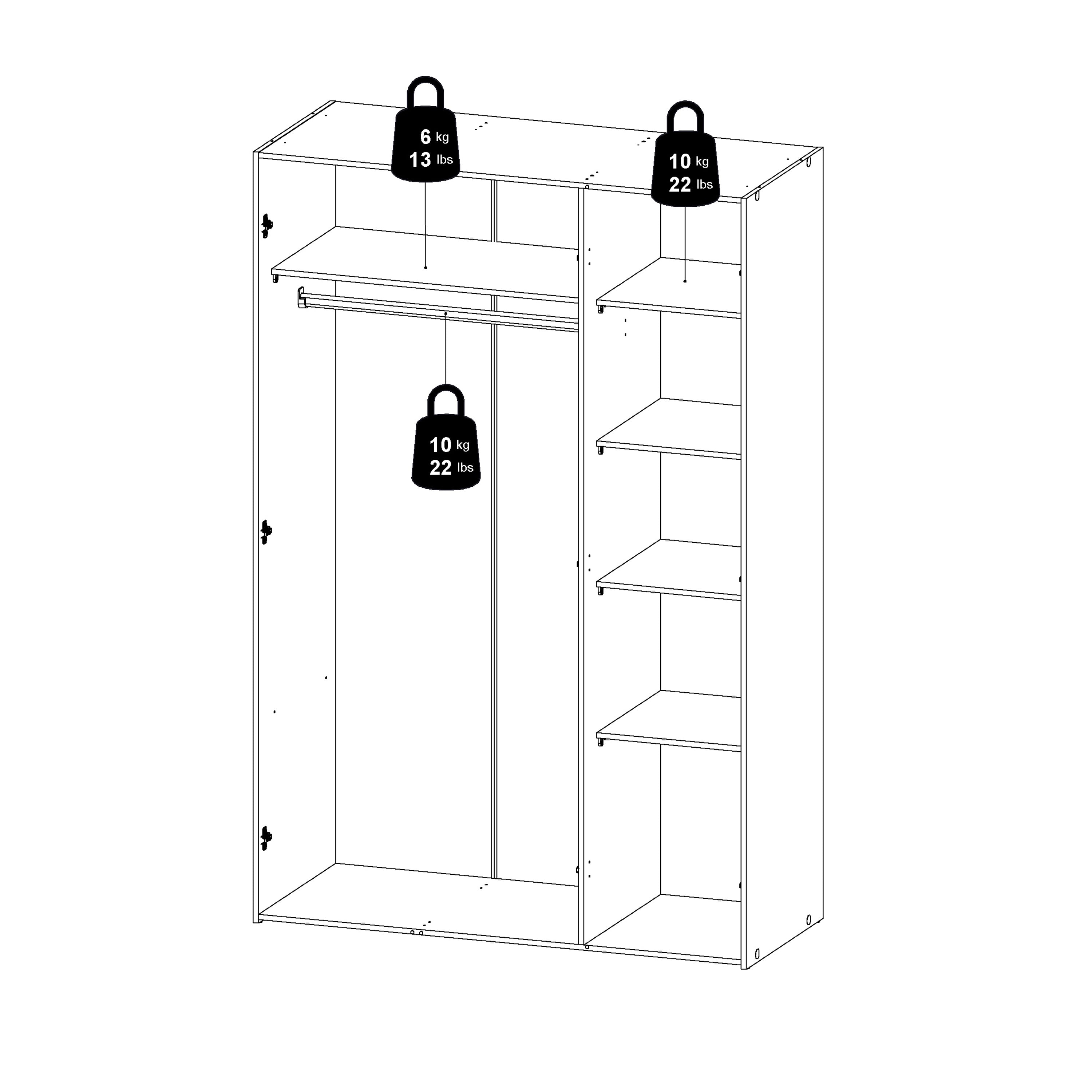 Space Wardrobe 3 Doors White 1750 – FTG, view 16