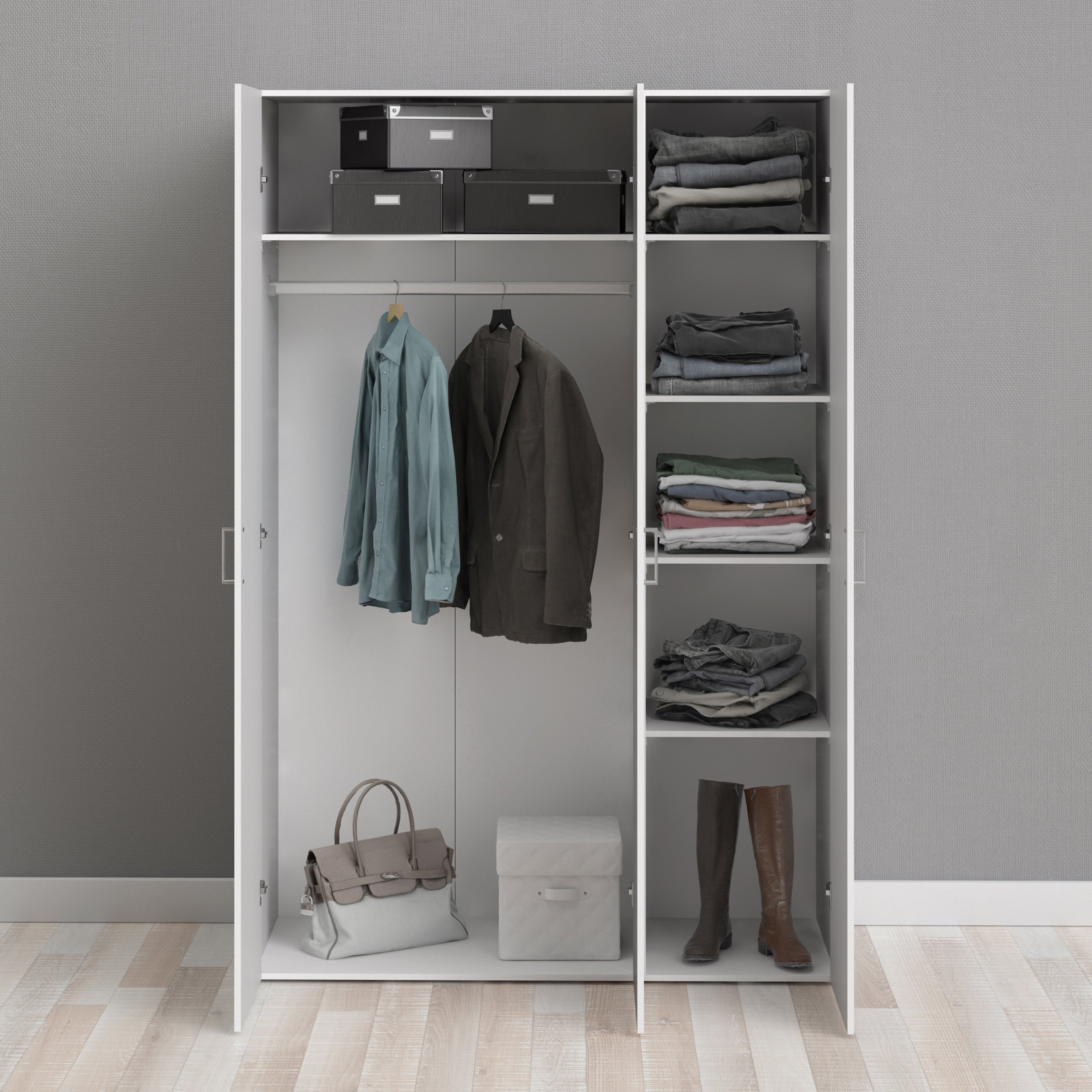 Space Wardrobe 3 Doors White 1750 – FTG, view 7