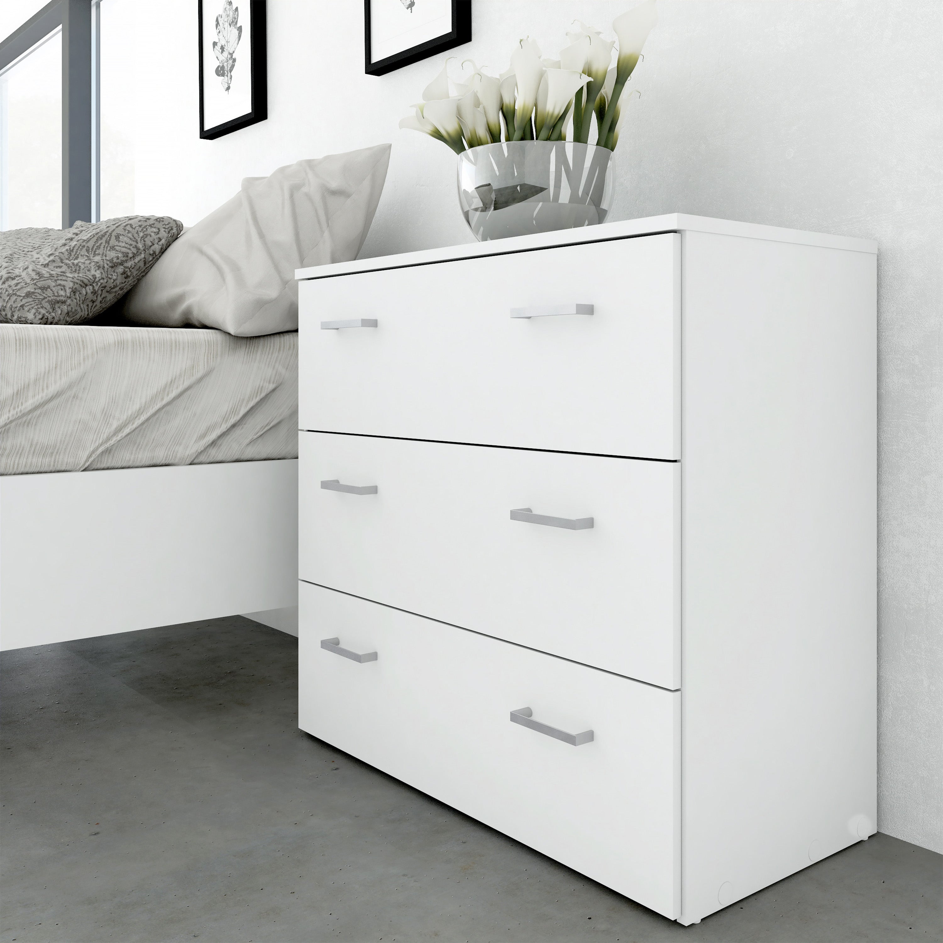 Space Chest of 3 Drawers in White – FTG, view 5