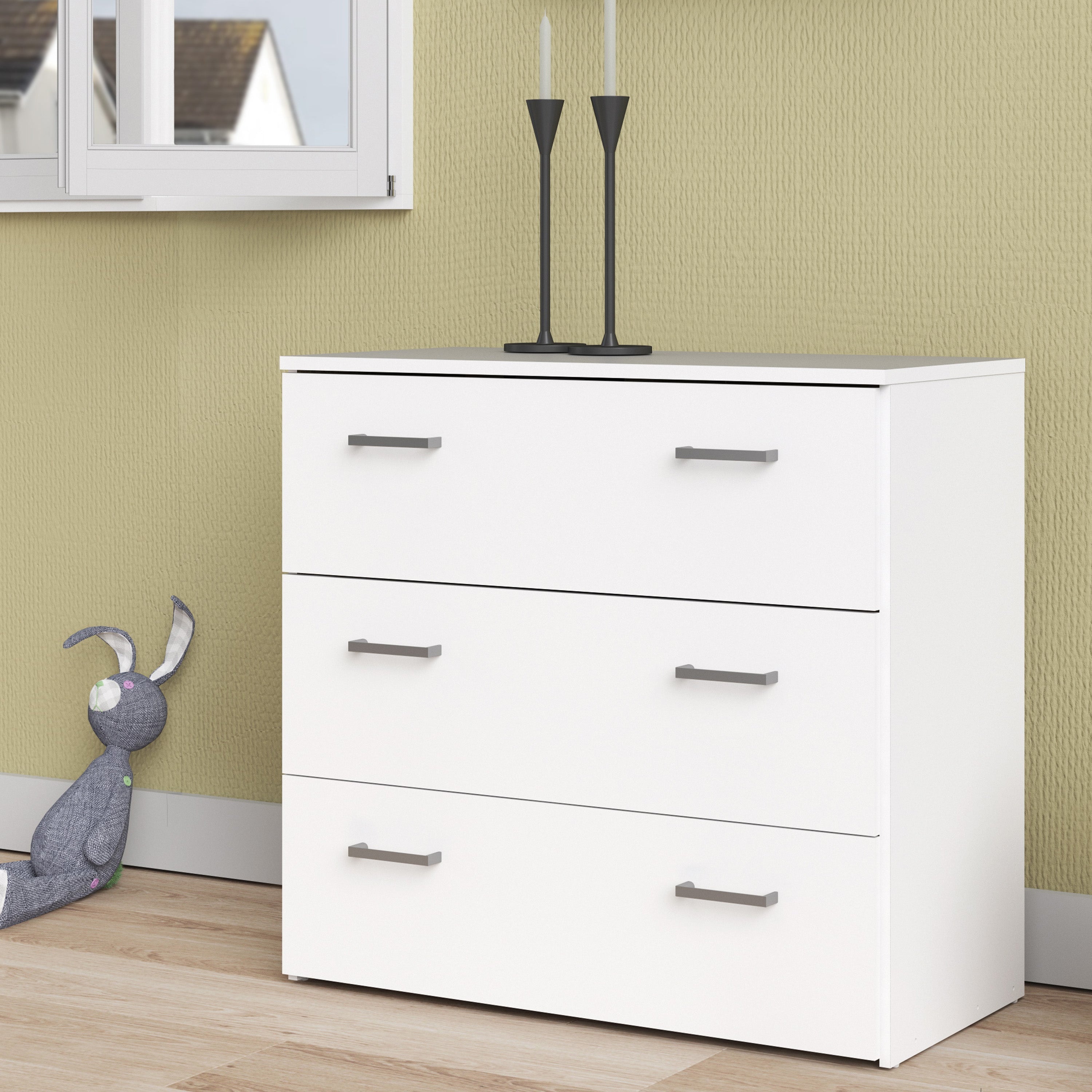 Space Chest of 3 Drawers in White – FTG, view 8