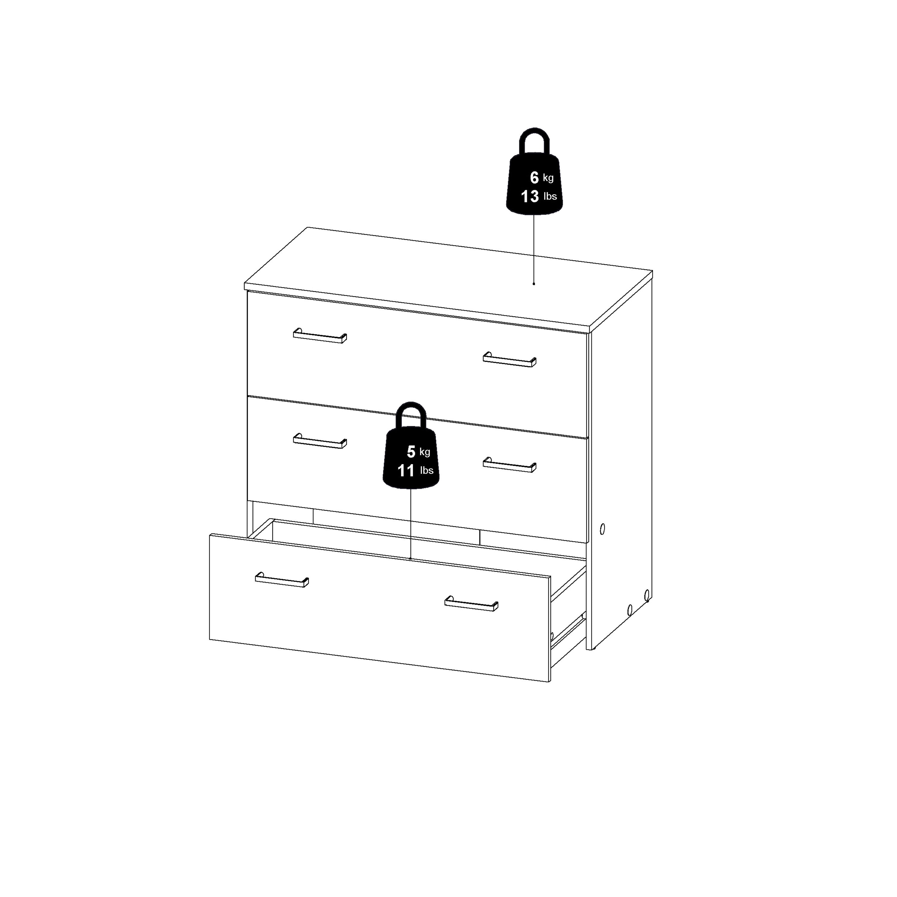 Space Chest of 3 Drawers in Oak – FTG, view 16