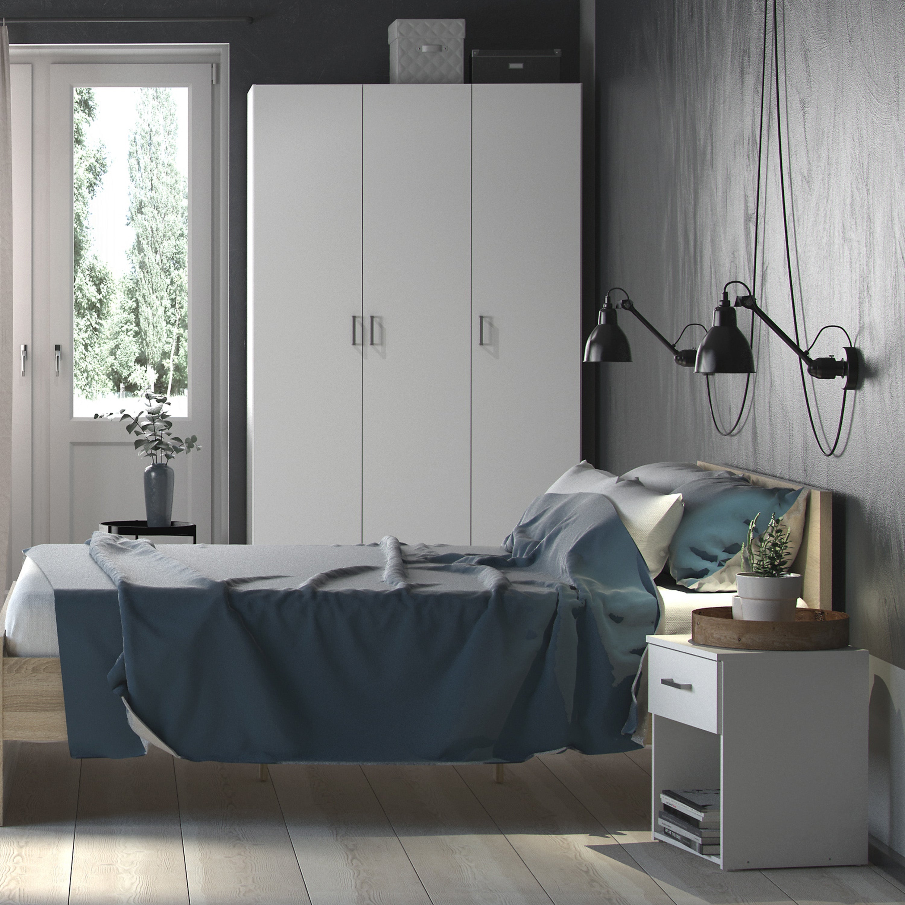 Space Bedside 1 Drawer in White – FTG, view 6