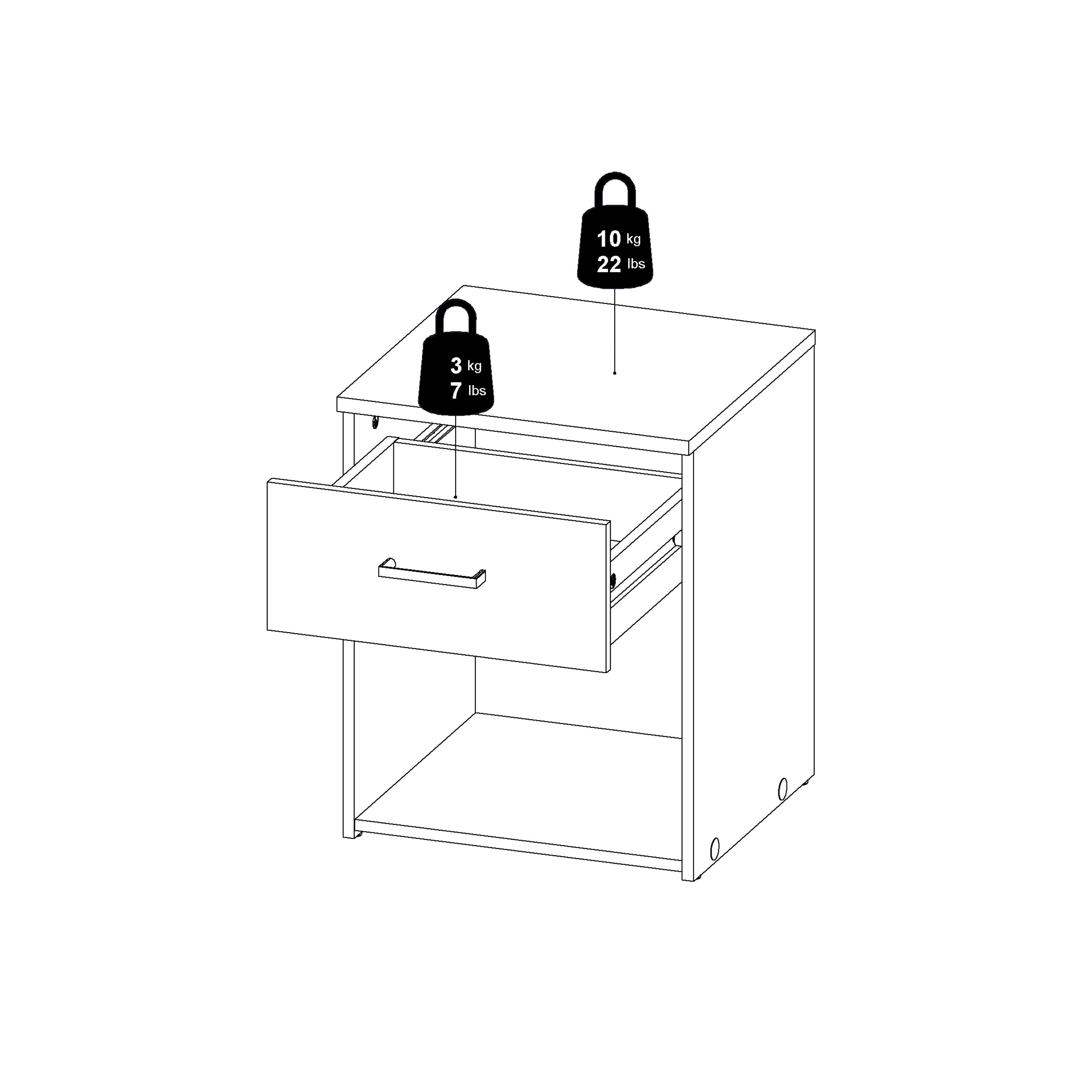 Space Bedside 1 Drawer in Oak – FTG, view 13