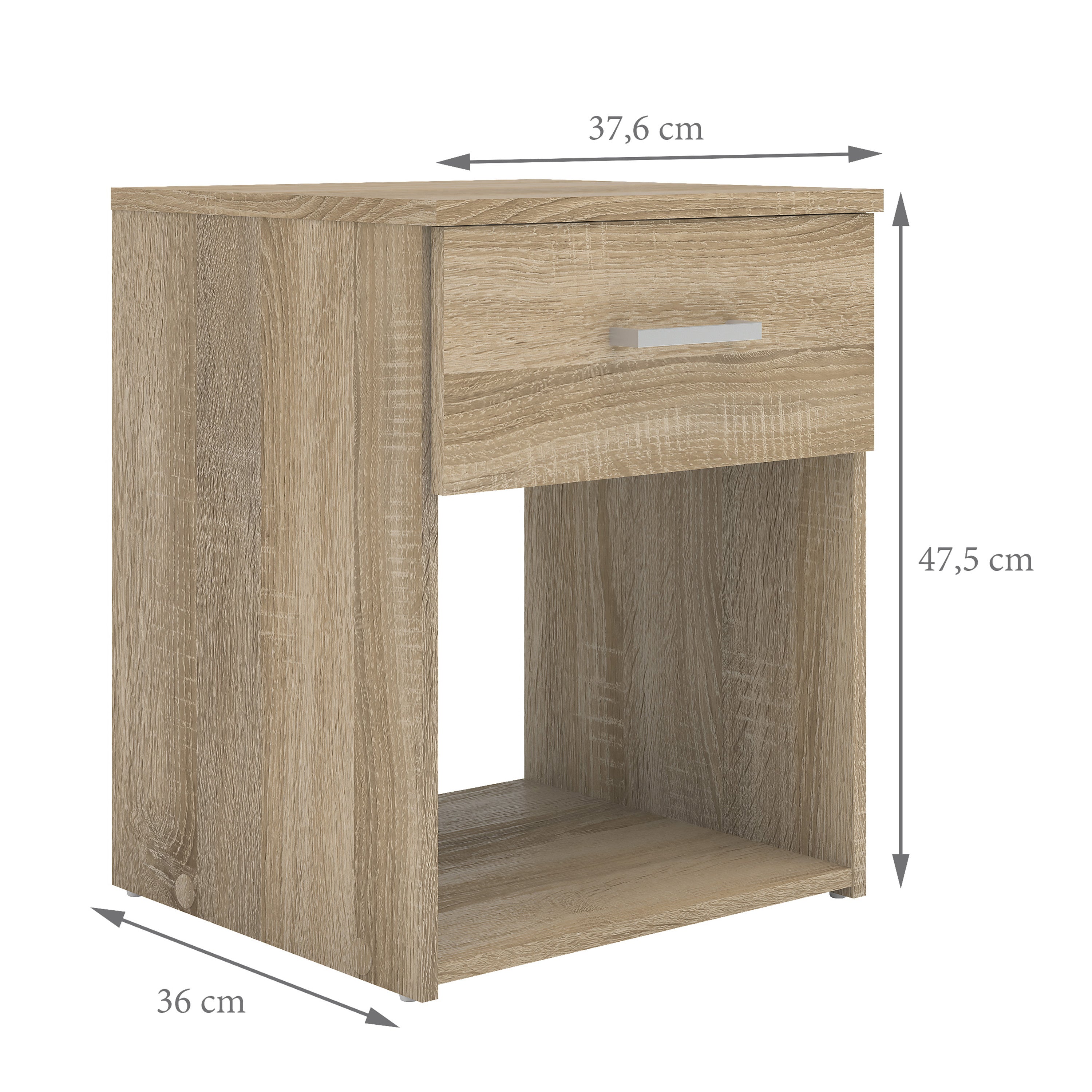 Space Bedside 1 Drawer in Oak – FTG, view 9