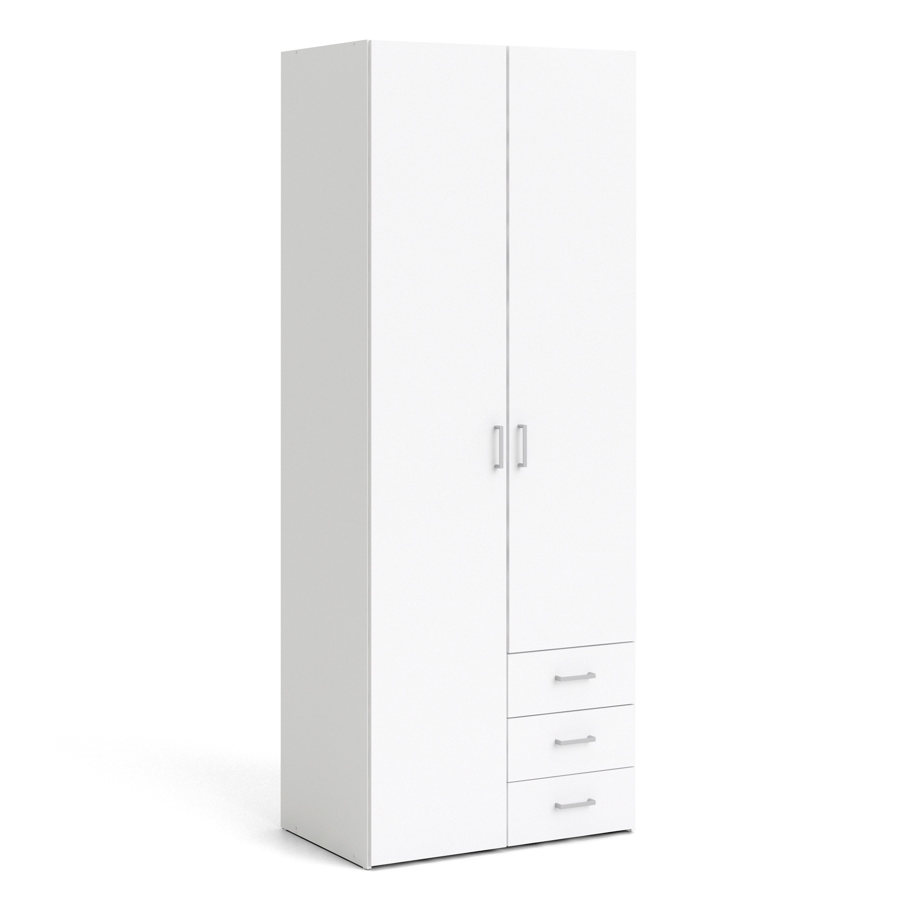 Space Wardrobe 2 Doors 3 Drawers in White 2000 – FTG