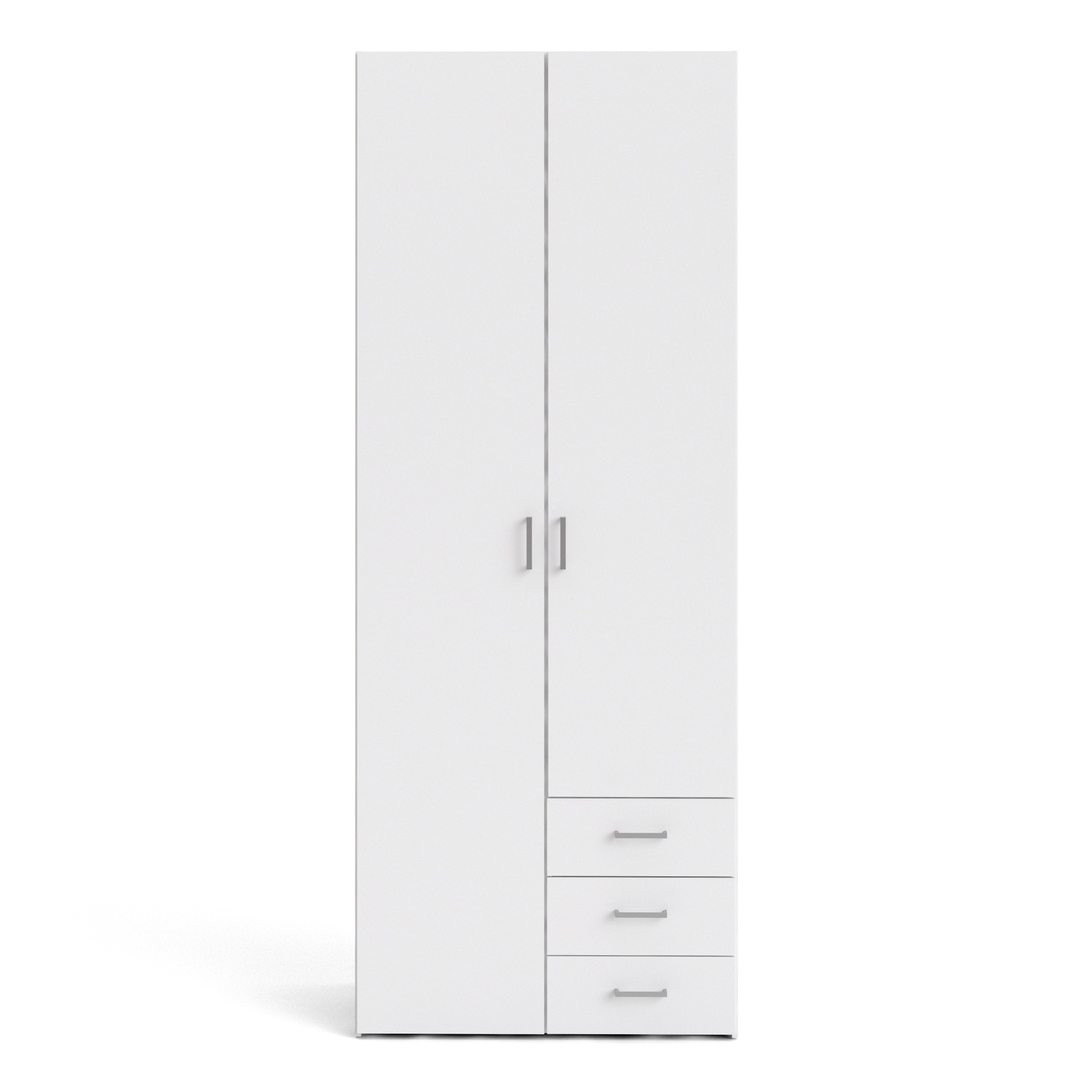 Space Wardrobe 2 Doors 3 Drawers in White 2000 – FTG, view 2