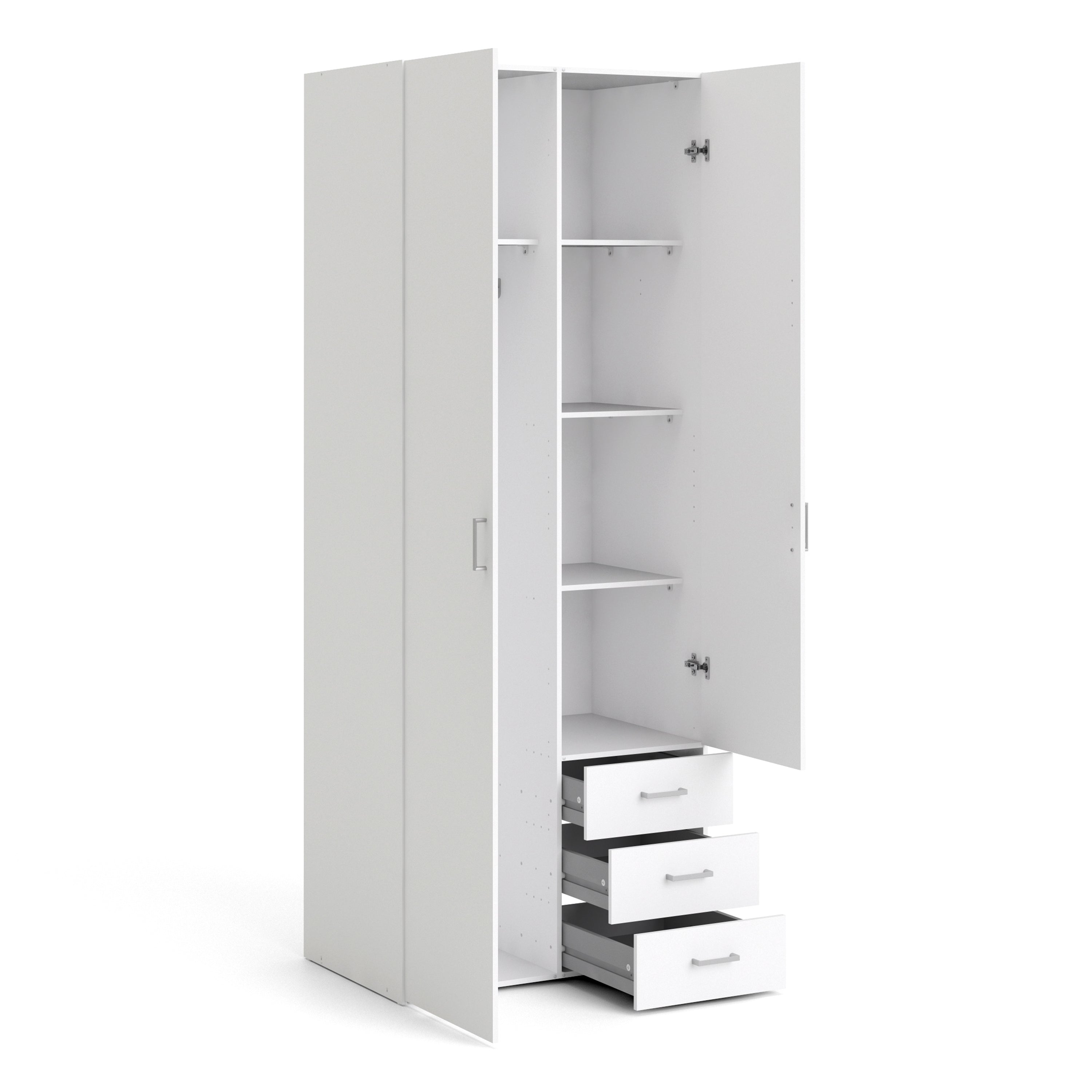 Space Wardrobe 2 Doors 3 Drawers in White 2000 – FTG, view 4