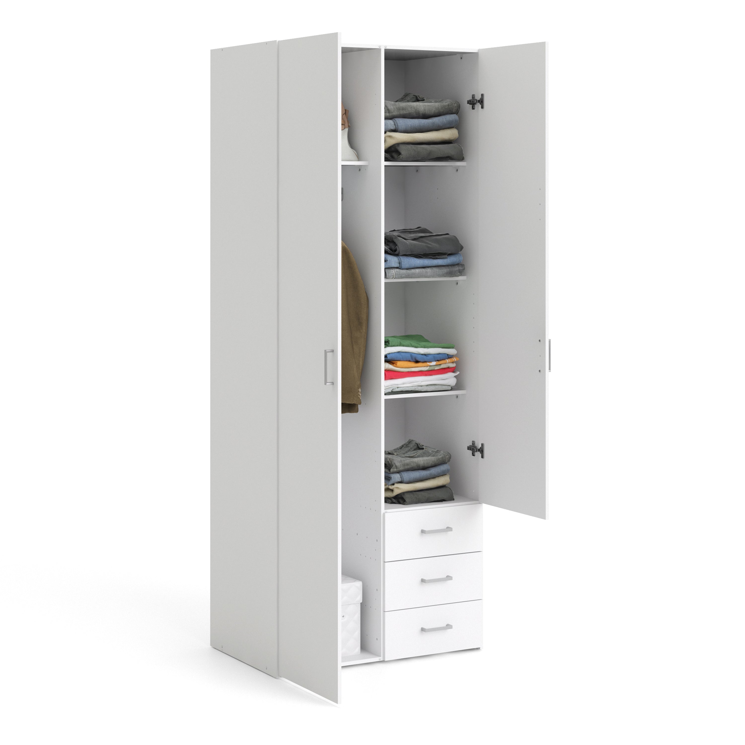 Space Wardrobe 2 Doors 3 Drawers in White 2000 – FTG, view 5