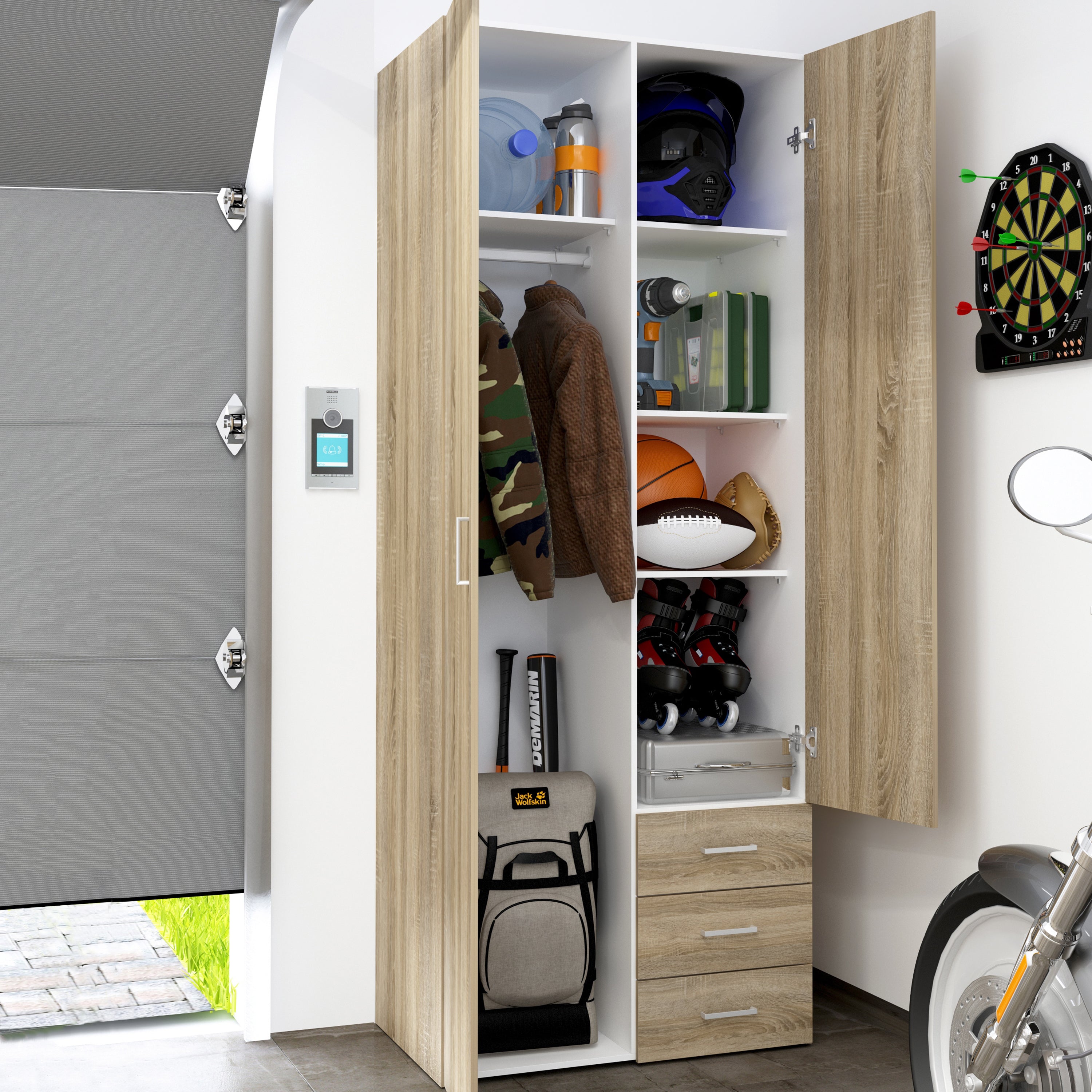 Space Wardrobe 2 Doors 3 Drawers in Oak 2000 – FTG, view 9