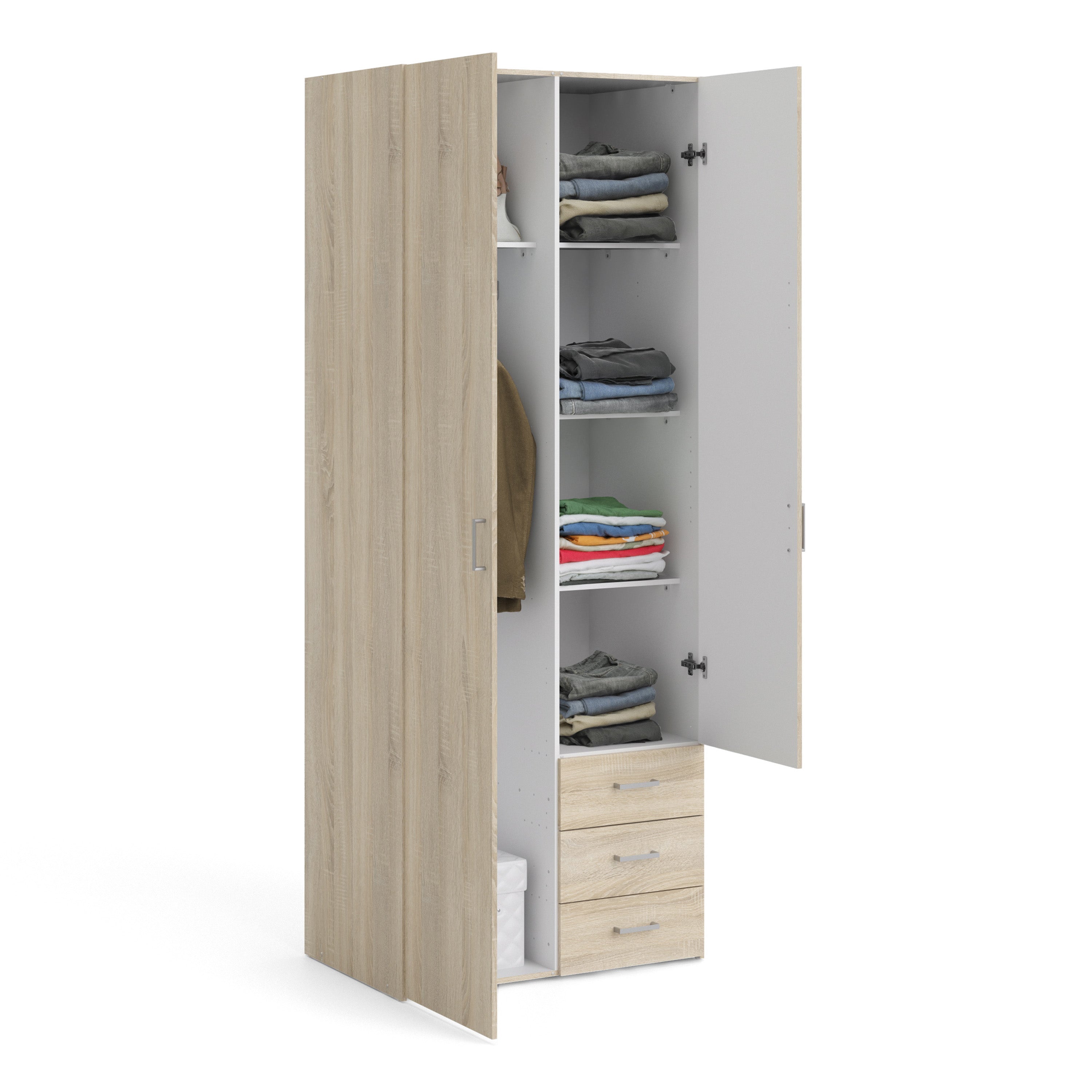 Space Wardrobe 2 Doors 3 Drawers in Oak 2000 – FTG, view 5