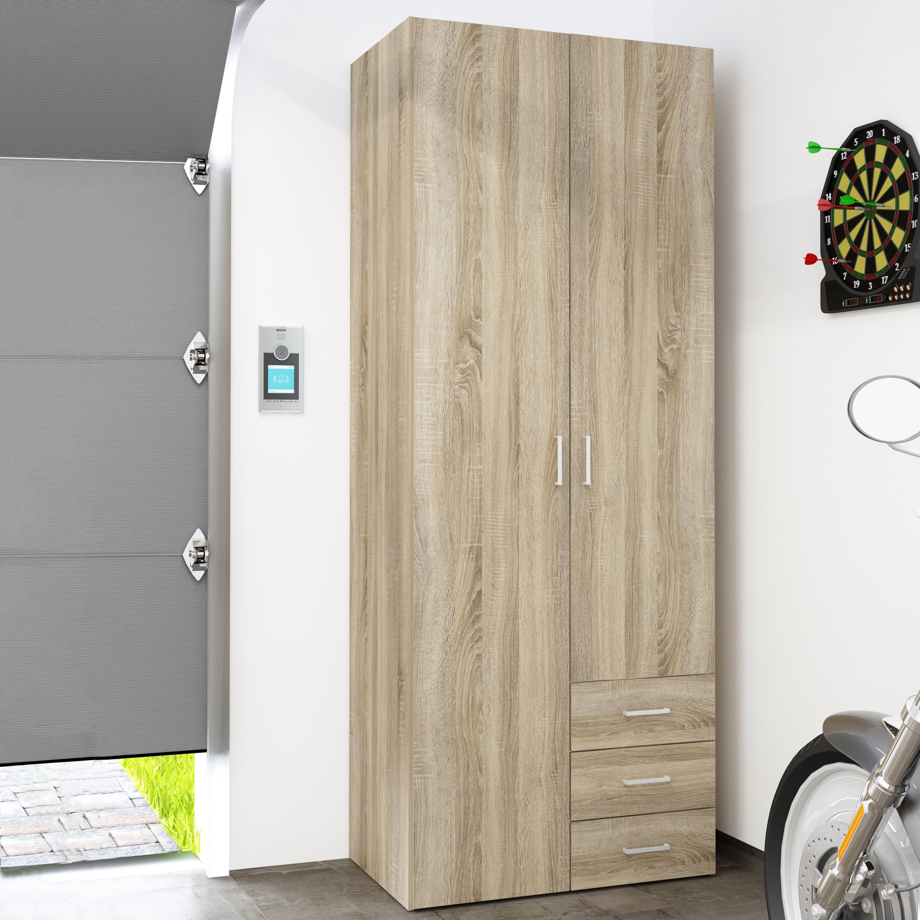 Space Wardrobe 2 Doors 3 Drawers in Oak 2000 – FTG, view 8