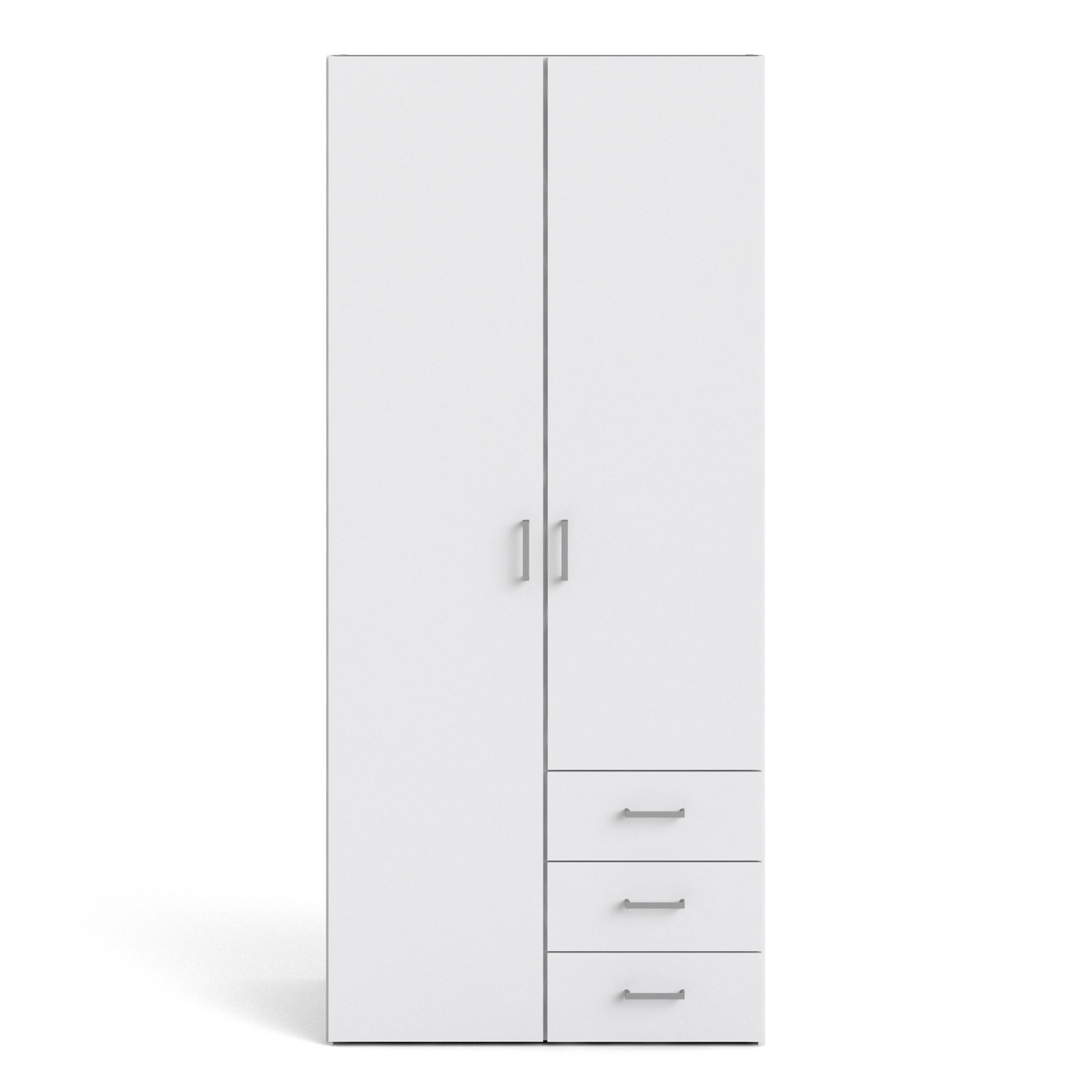 Space Wardrobe 2 Doors 3 Drawers White 1750 – FTG, view 2