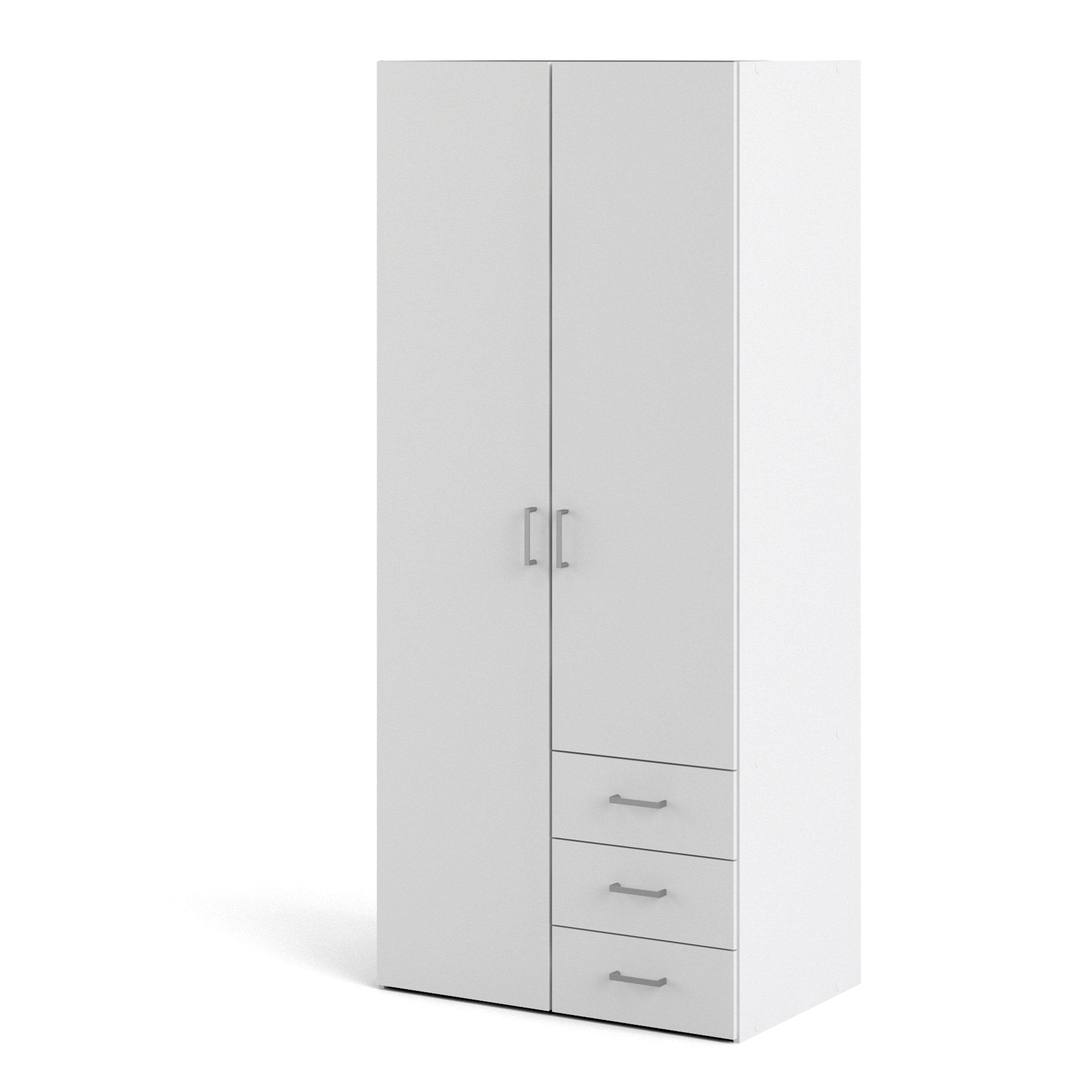 Space Wardrobe 2 Doors 3 Drawers White 1750 – FTG, view 3