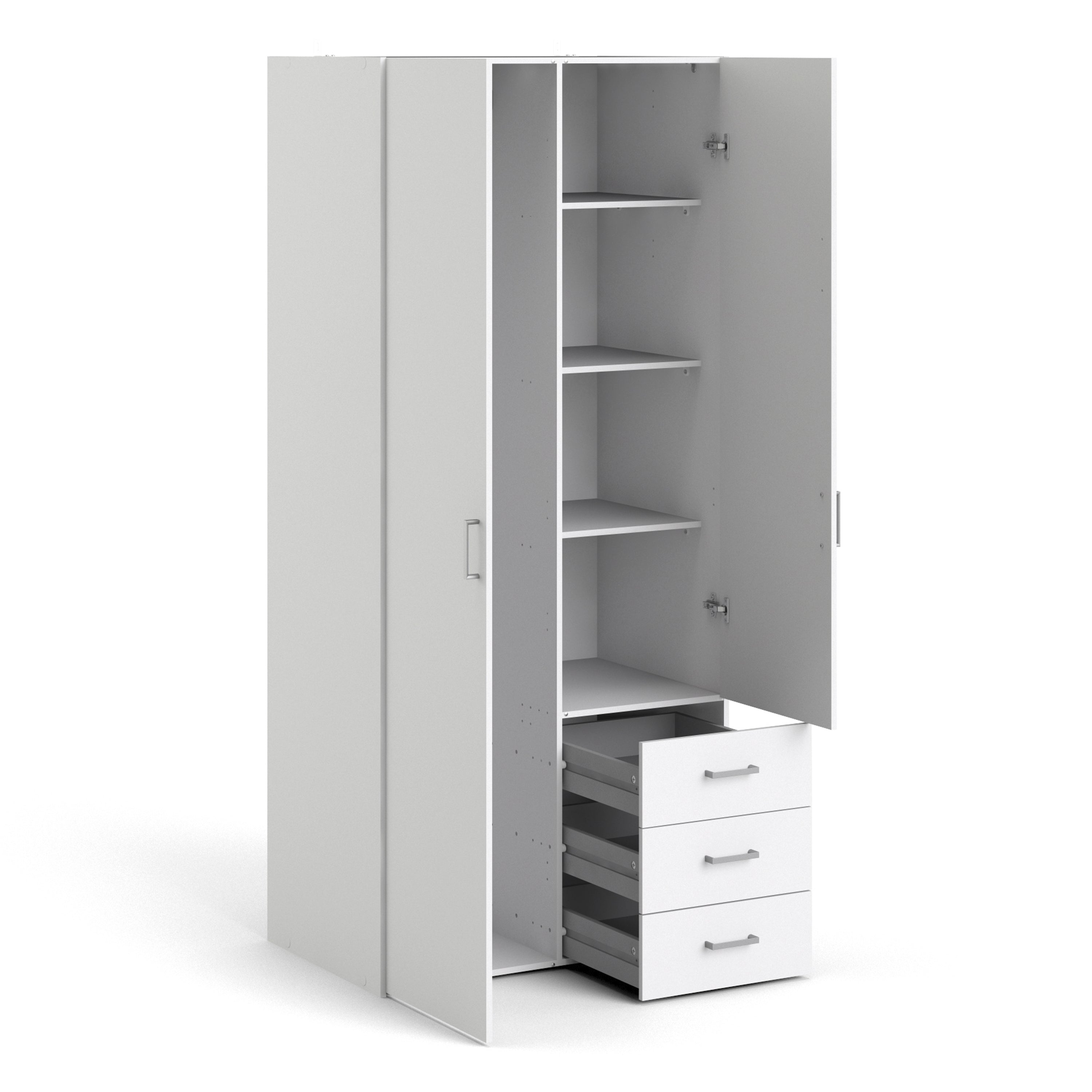 Space Wardrobe 2 Doors 3 Drawers White 1750 – FTG, view 4