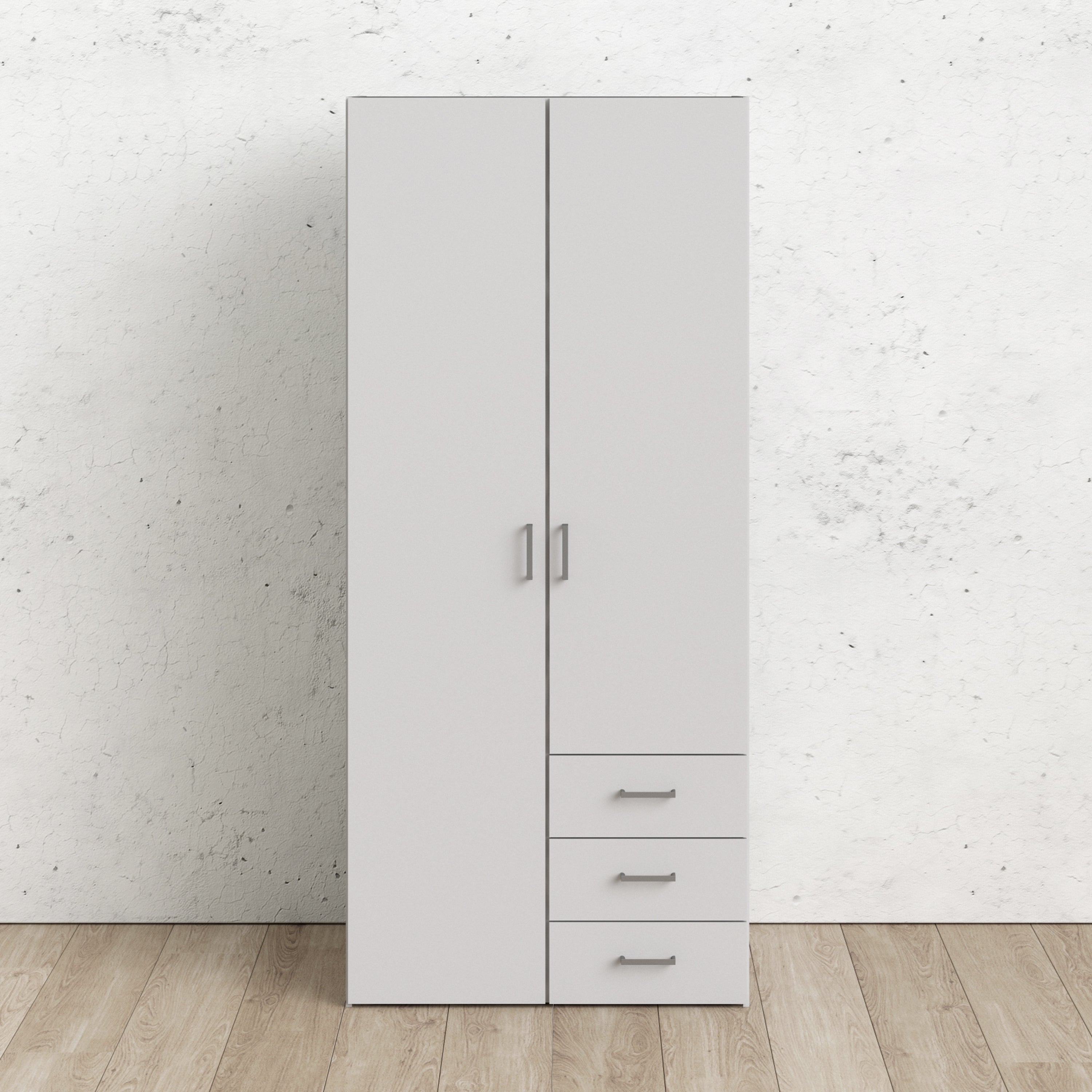 Space Wardrobe 2 Doors 3 Drawers White 1750 – FTG, view 7