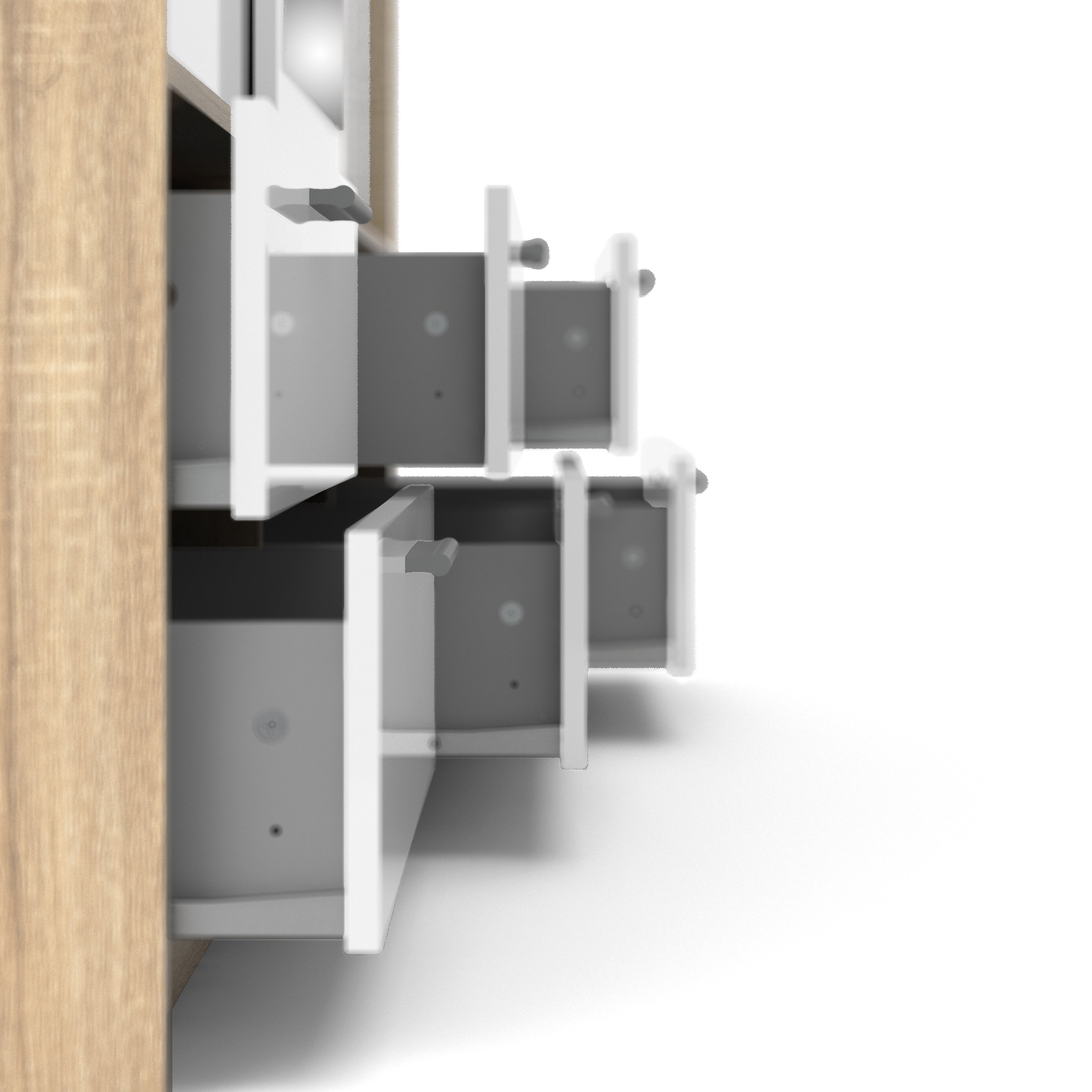 Line Wardrobe 3 Doors 6 Drawers in Oak with White High Gloss – FTG, view 10
