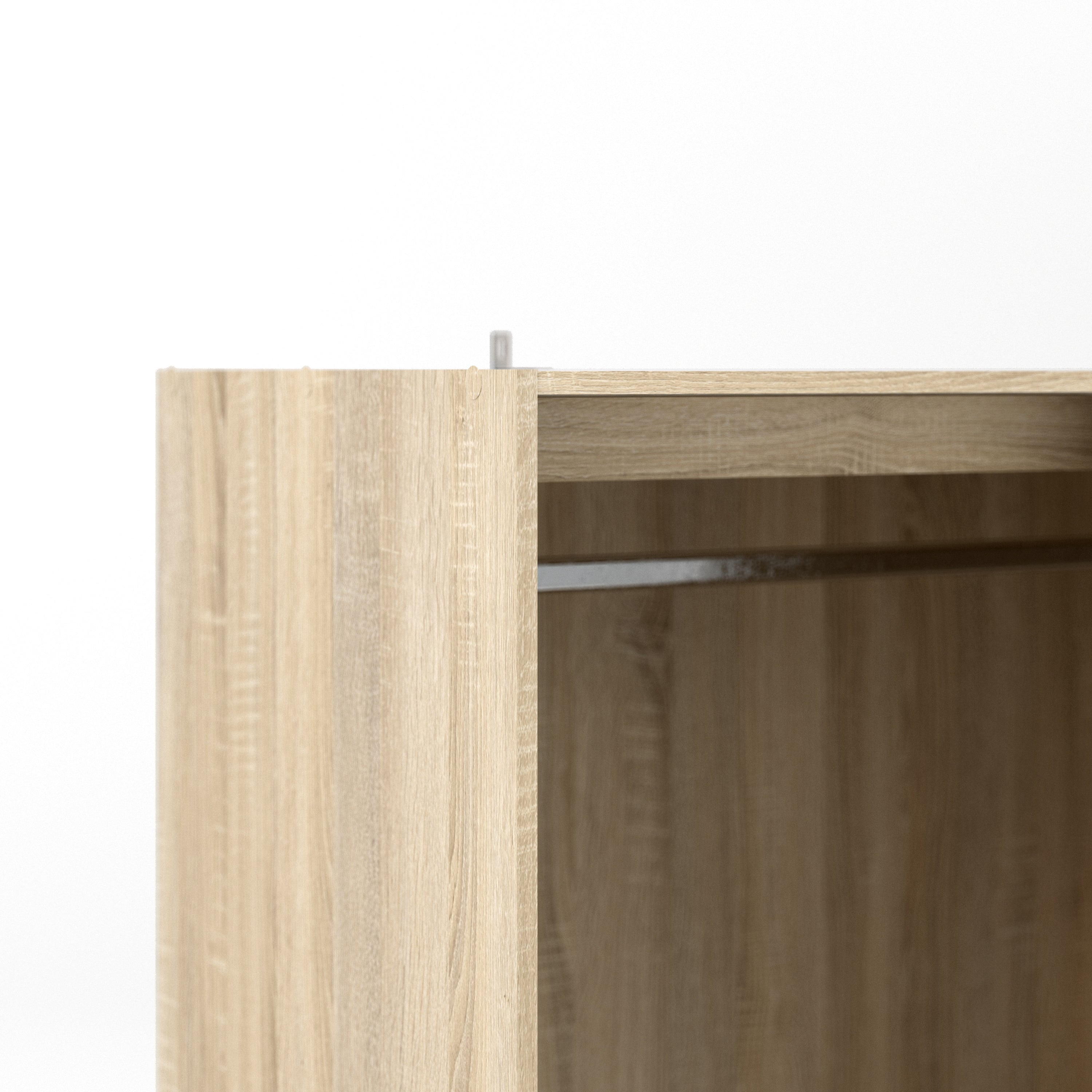 Line Wardrobe 3 Doors 6 Drawers in Oak with White High Gloss – FTG, view 9