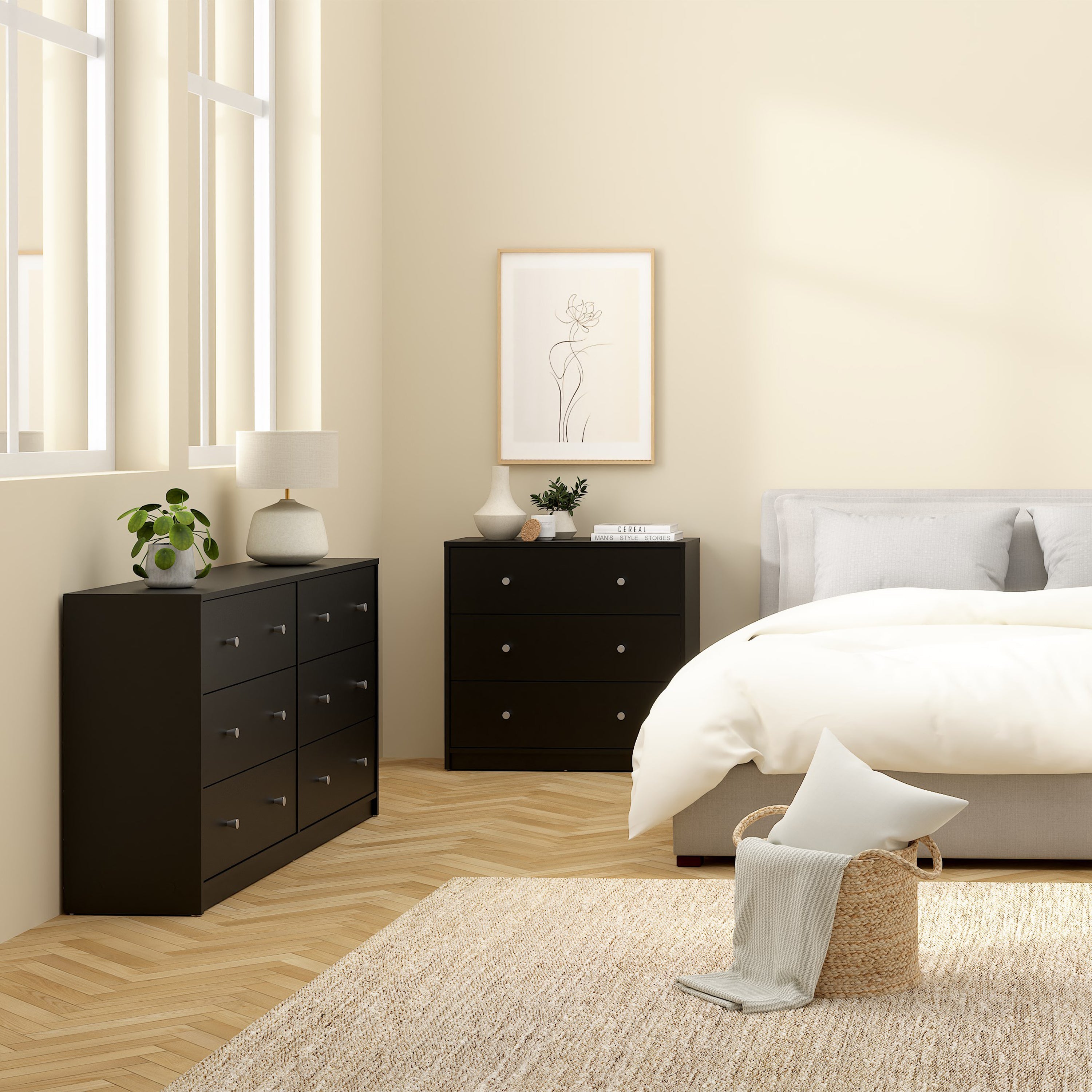 May Chest of 6 Drawers (3+3) in Black – FTG, view 6