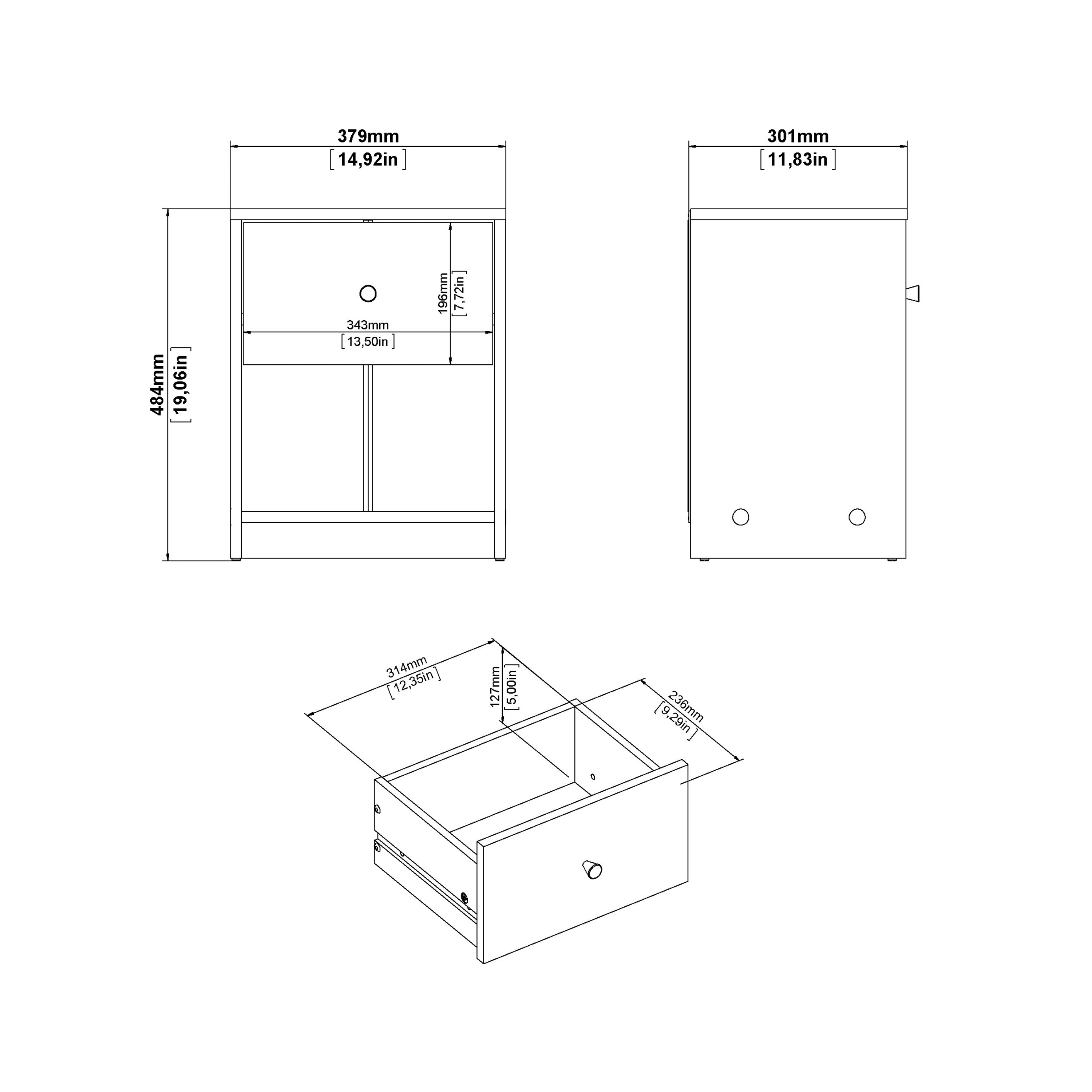 May Bedside 1 Drawer in Black – FTG, view 10
