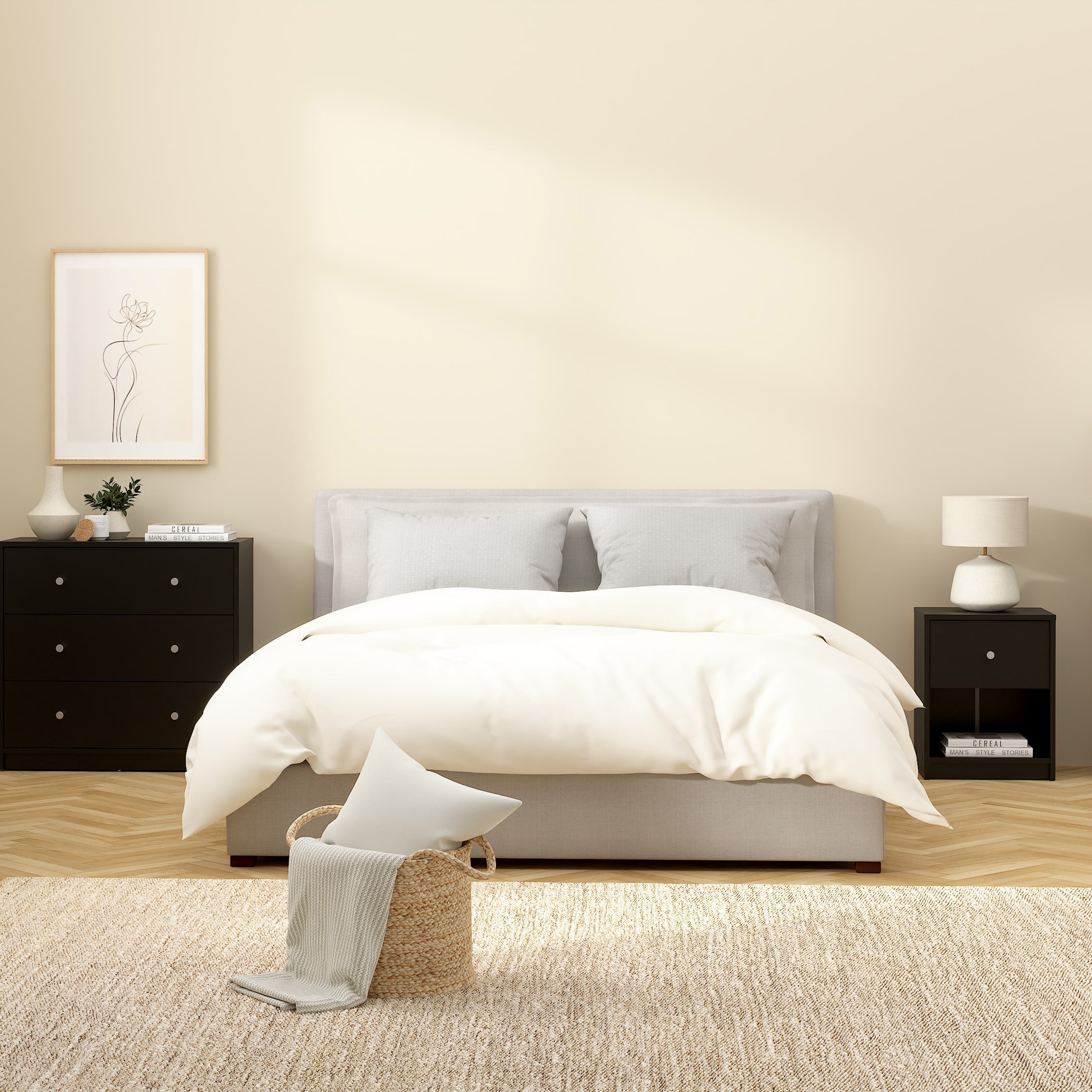 May Bedside 1 Drawer in Black – FTG, view 6