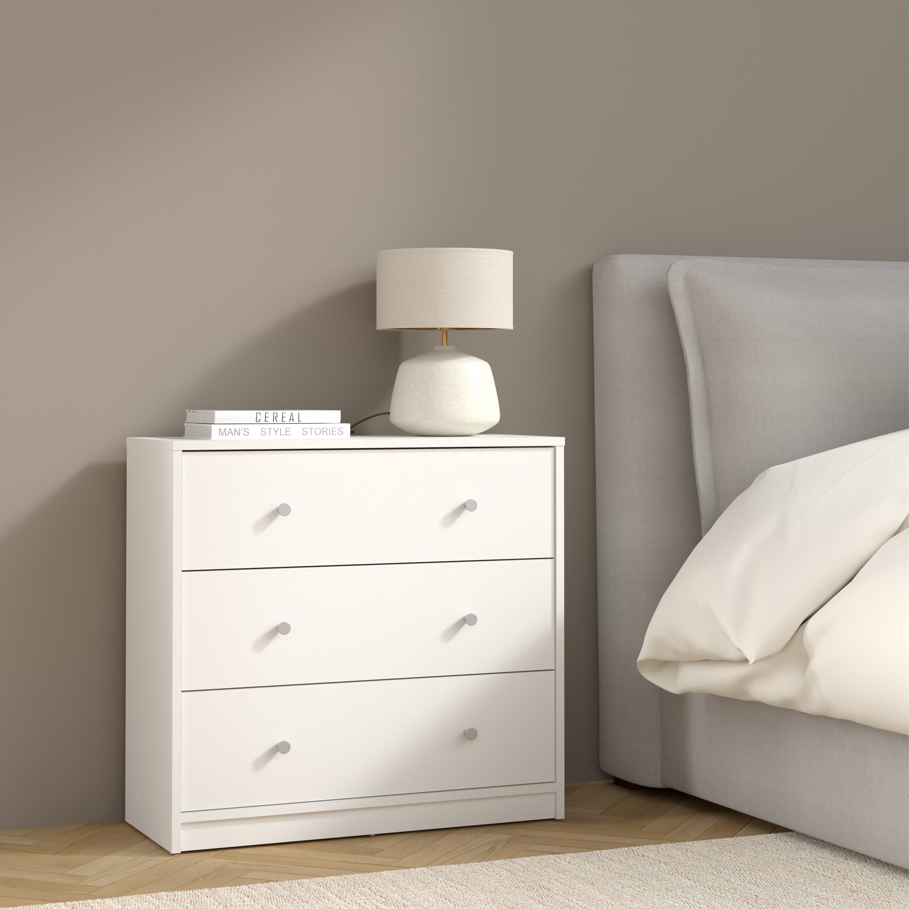 May Chest of 3 Drawers in White – FTG, view 7