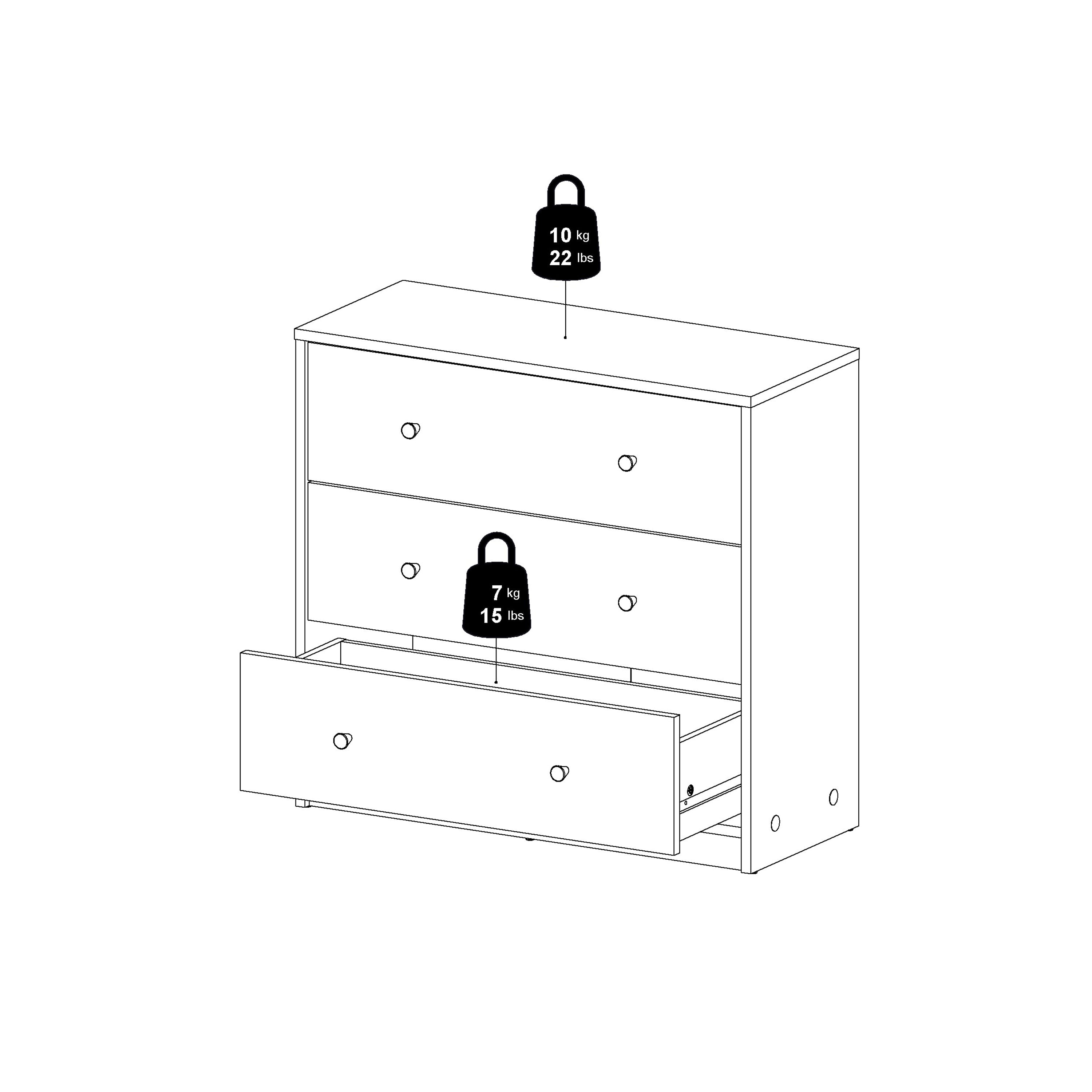 May Chest of 3 Drawers in Black – FTG, view 12