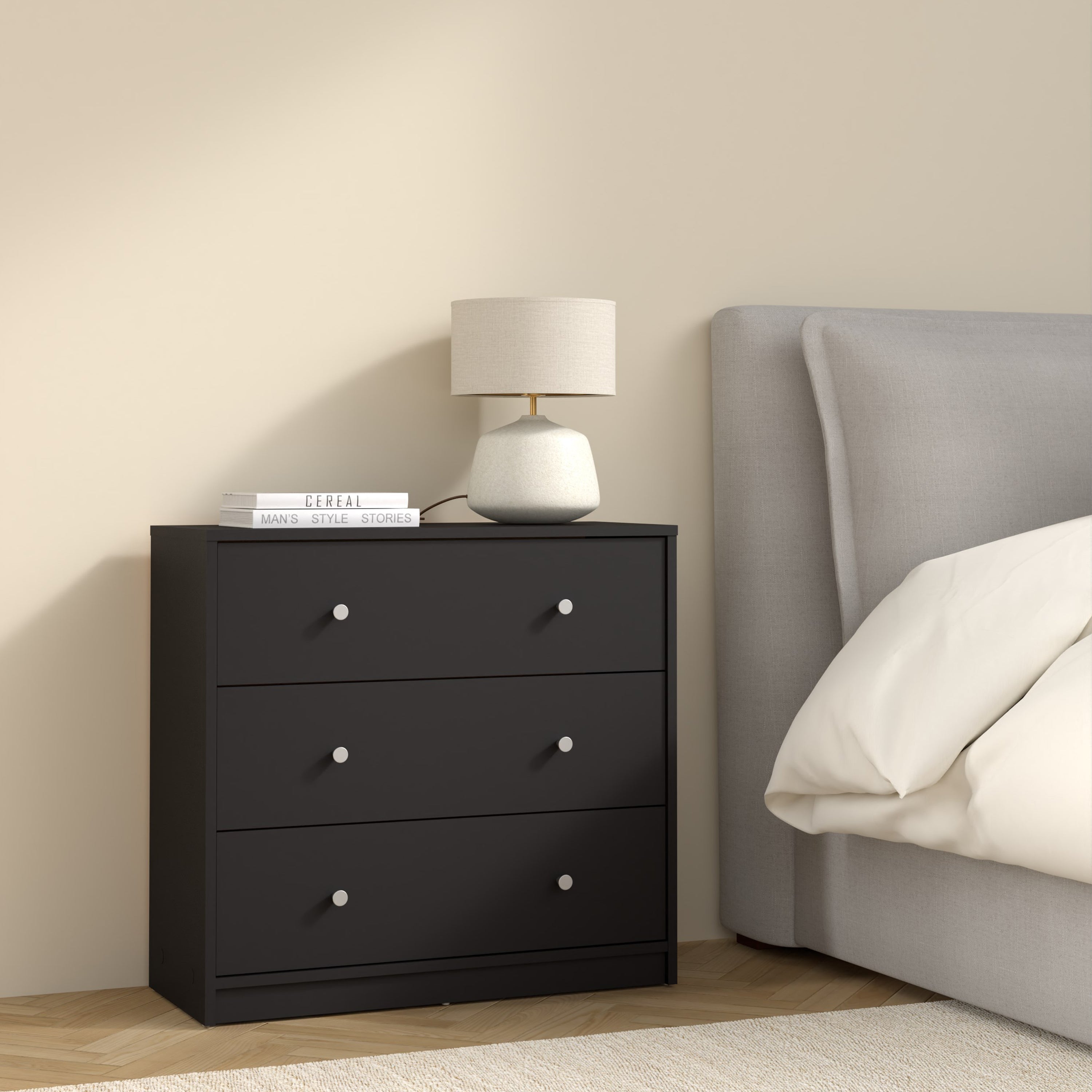 May Chest of 3 Drawers in Black – FTG, view 7