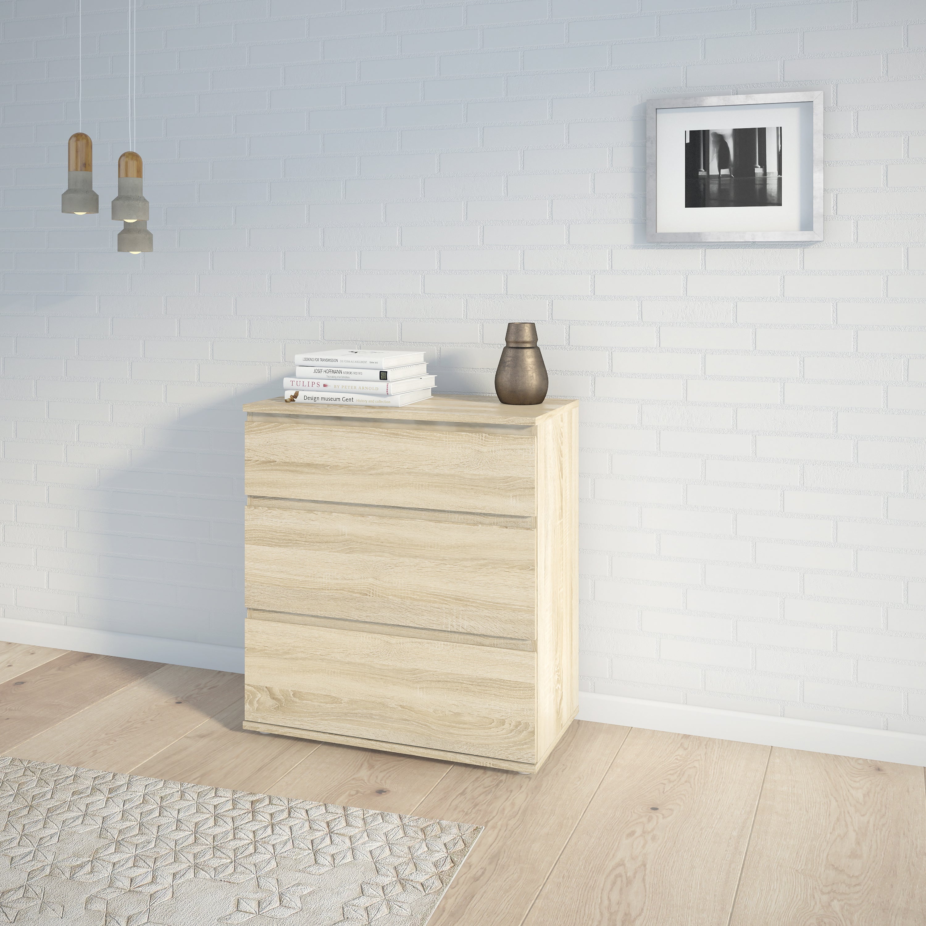 Nova Chest of 3 Drawers in Oak – FTG, view 5