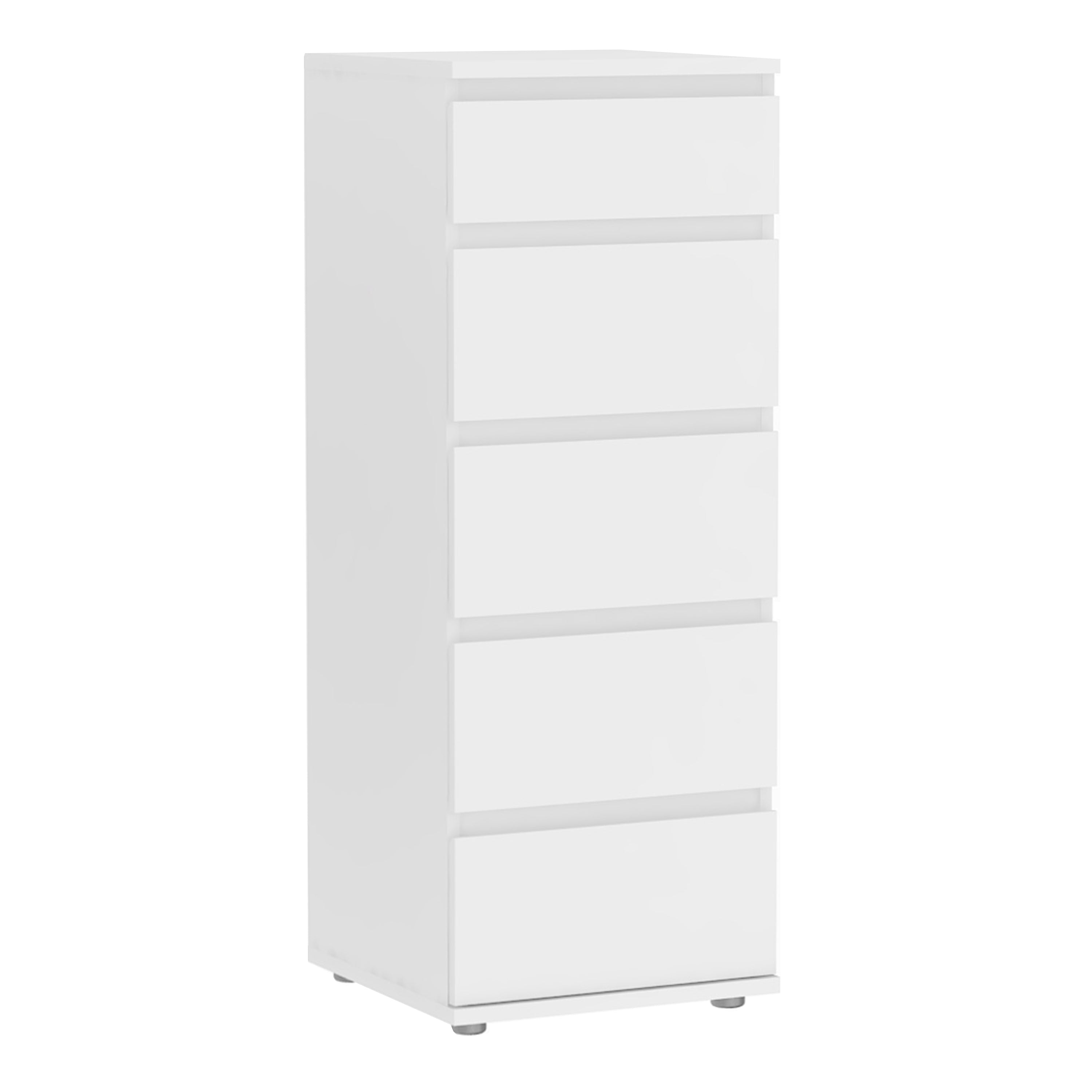 Nova Narrow Chest of 5 Drawers in White – FTG