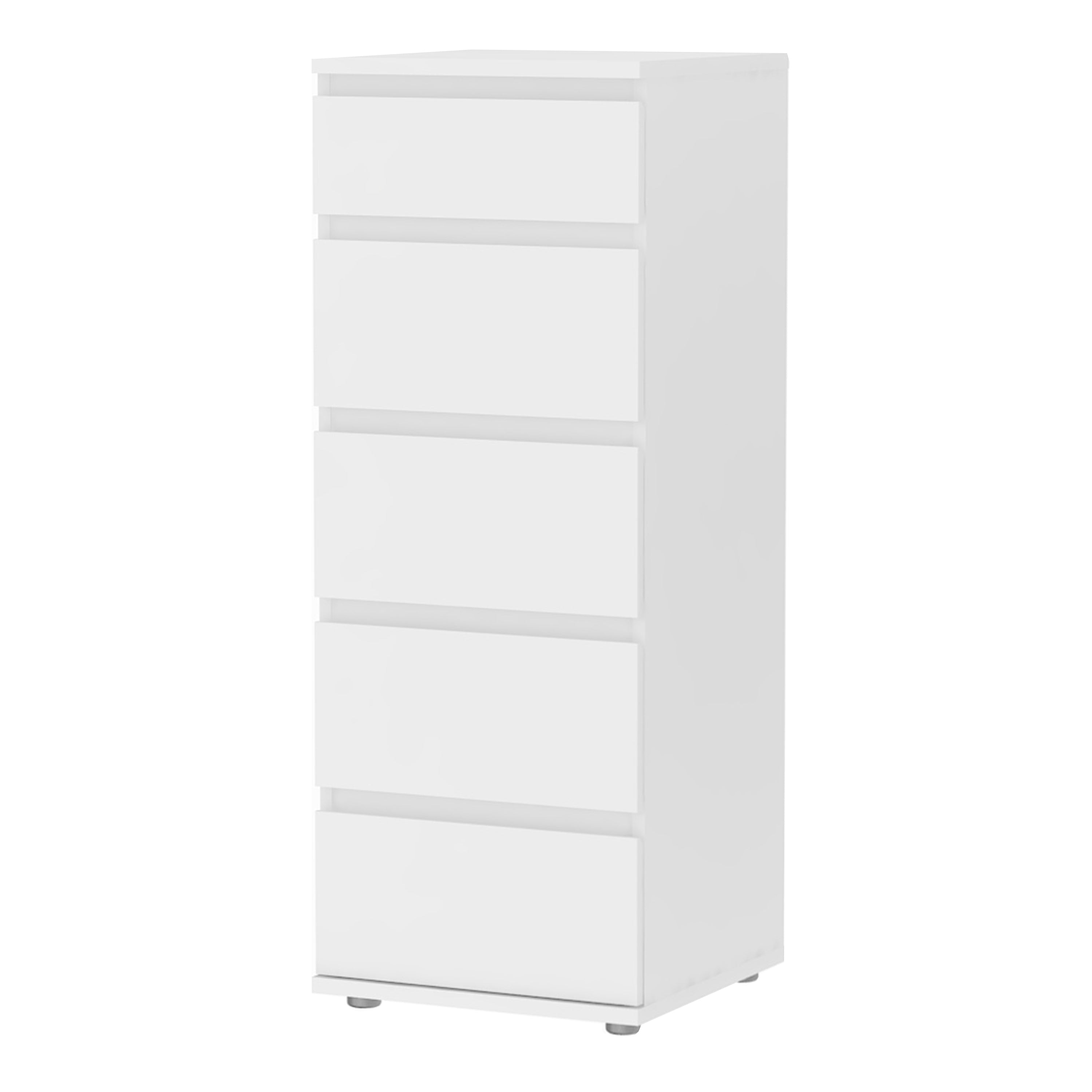 Nova Narrow Chest of 5 Drawers in White – FTG, view 2