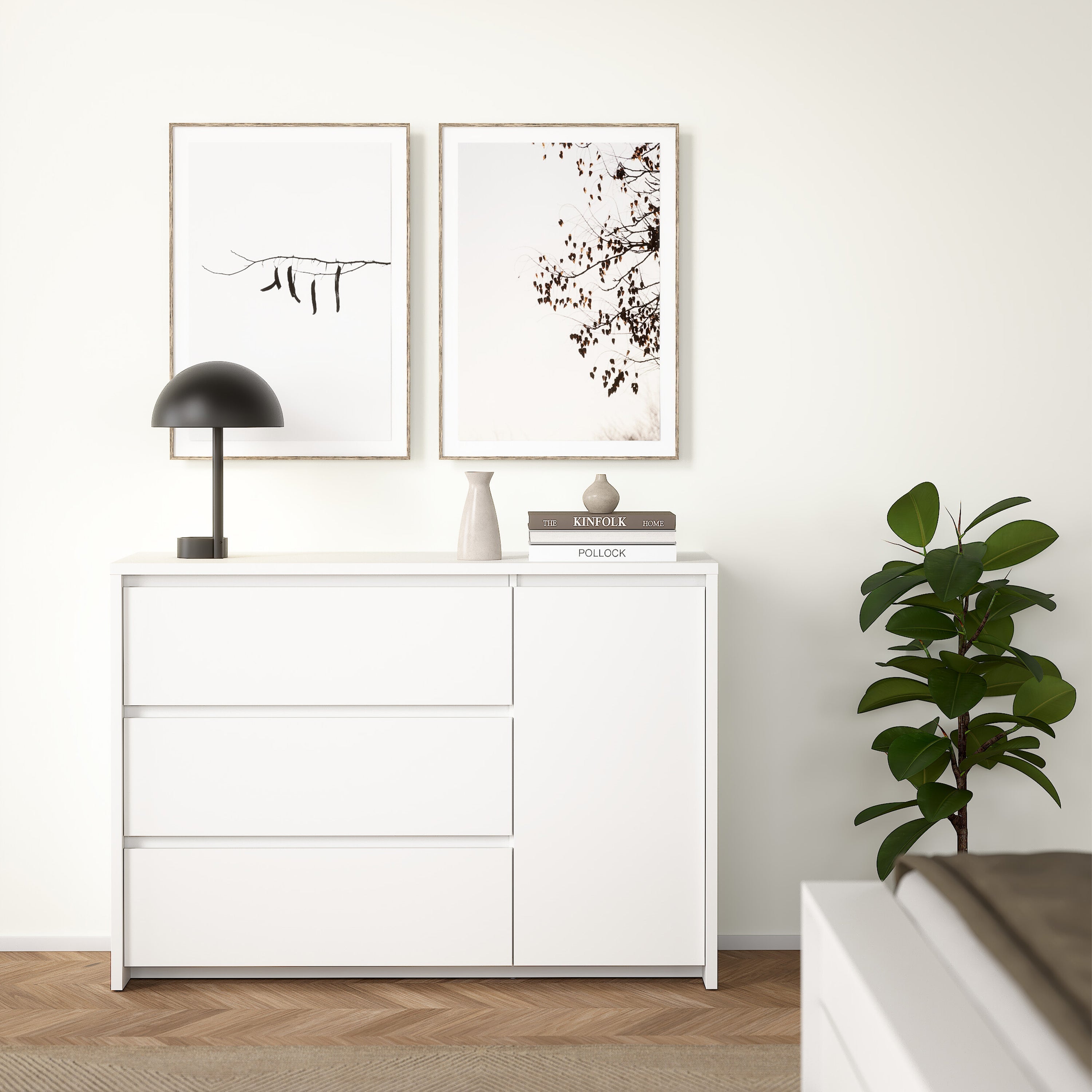 Next Sideboard with 1 door and 3 drawers White – FTG, view 6
