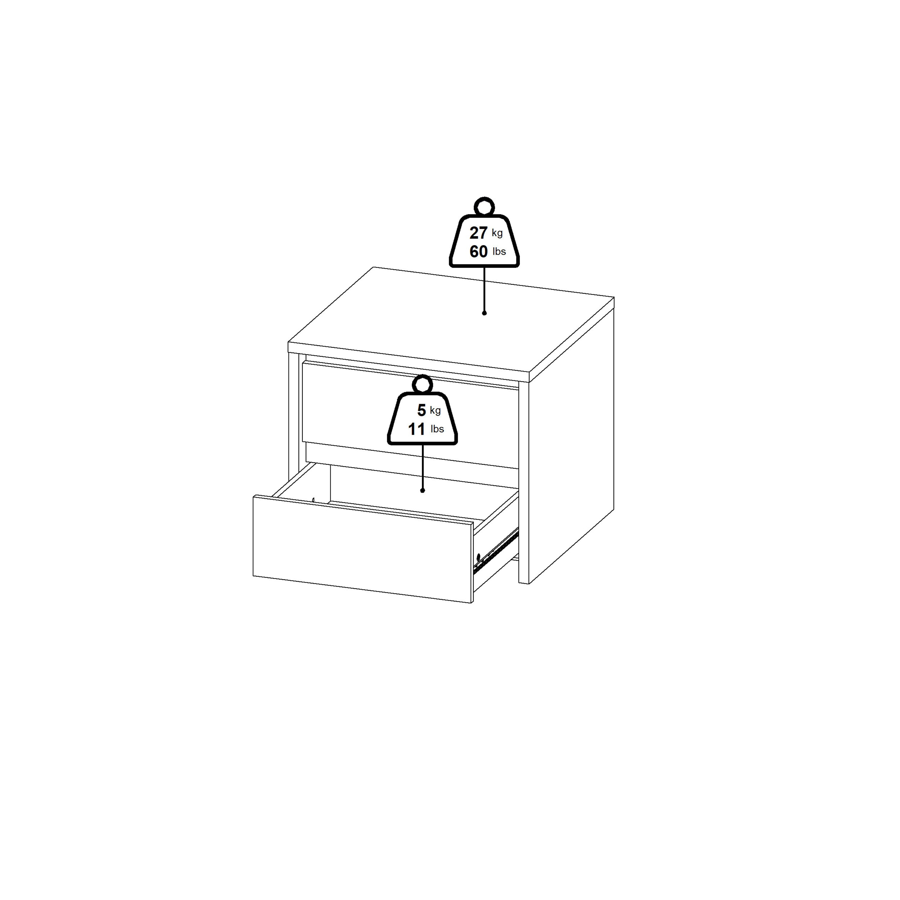 Next Nightstand 2 drawers White – FTG, view 12