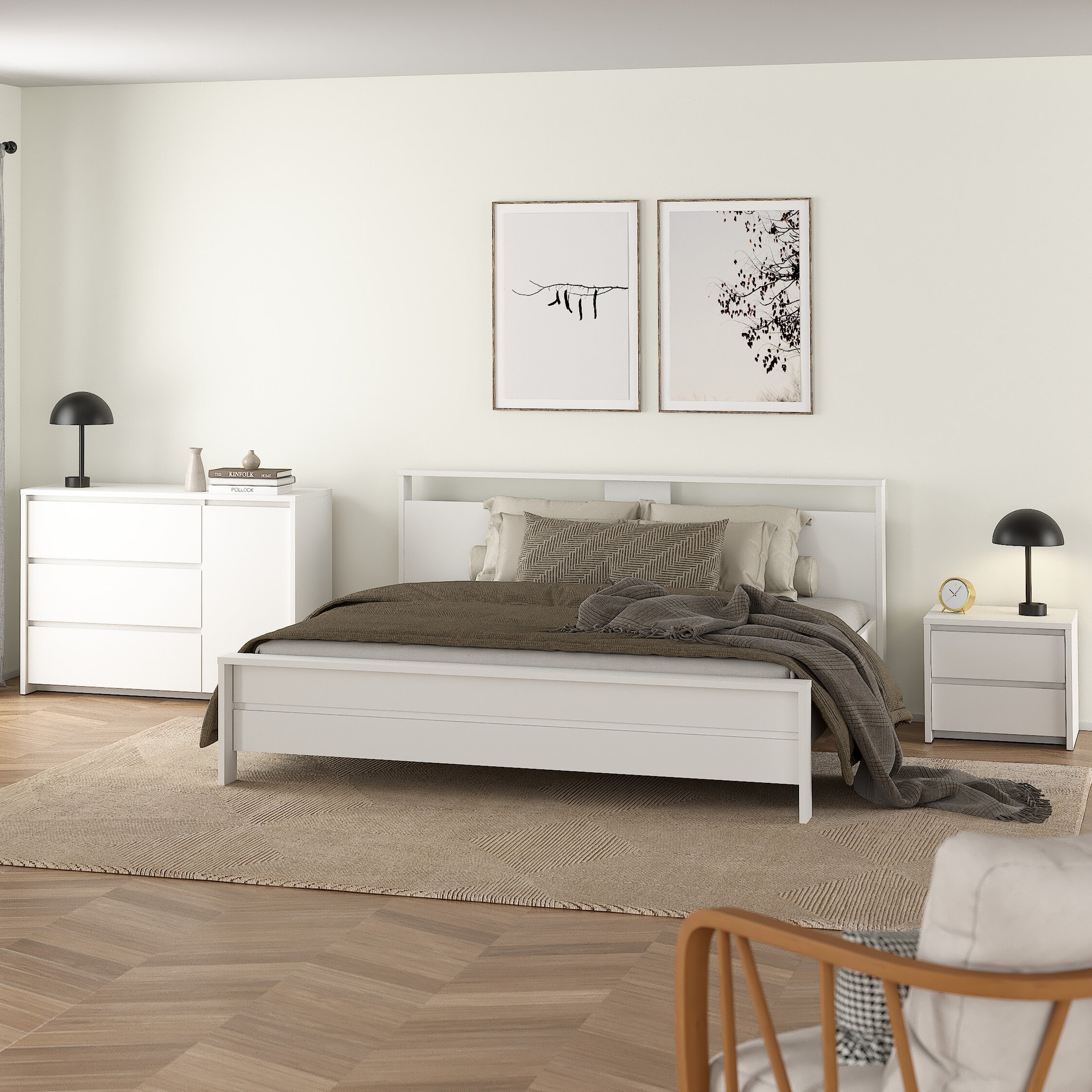 Next Nightstand 2 drawers White – FTG, view 6